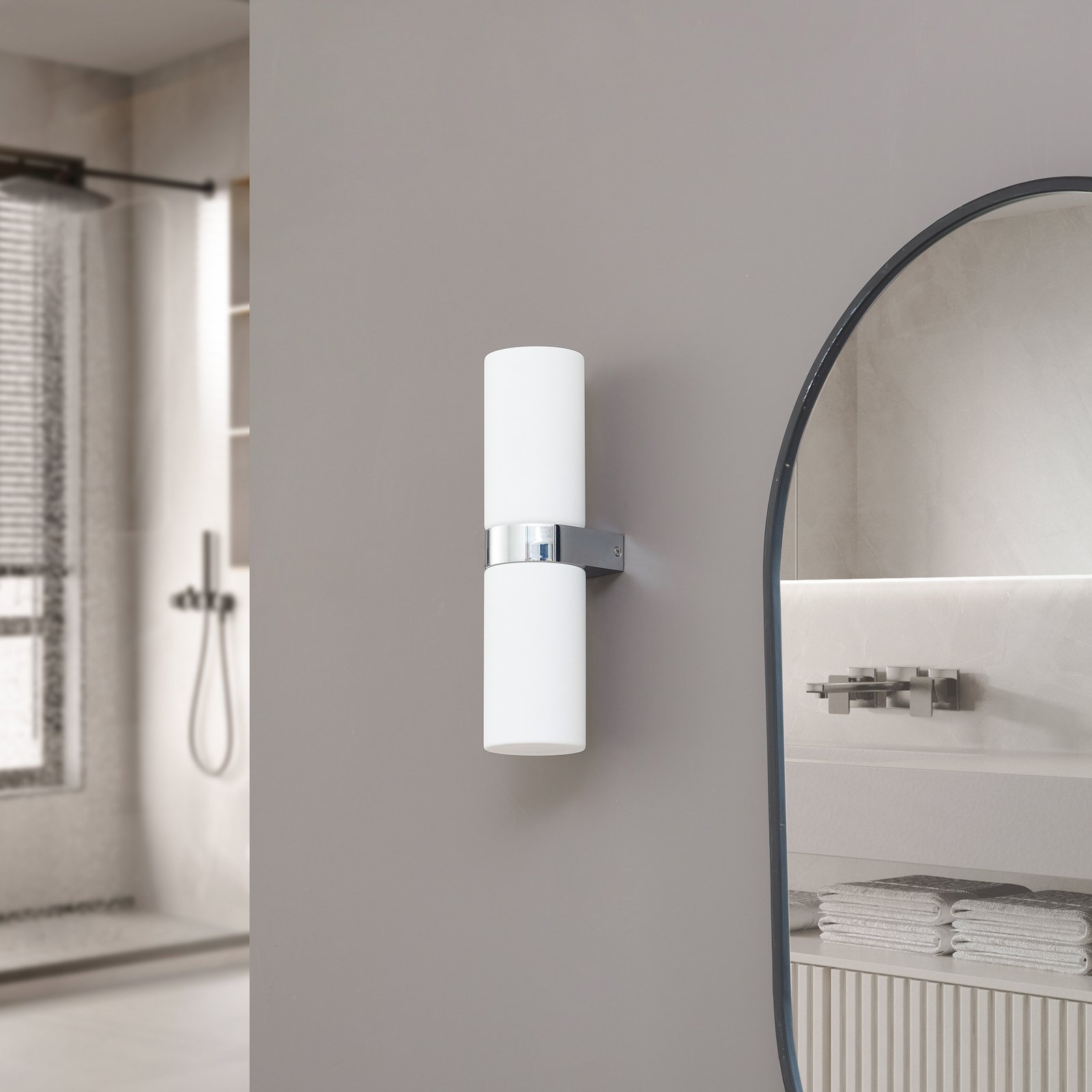 Basolo Wandleuchte H31,5 IP44 Chrom - Lucande