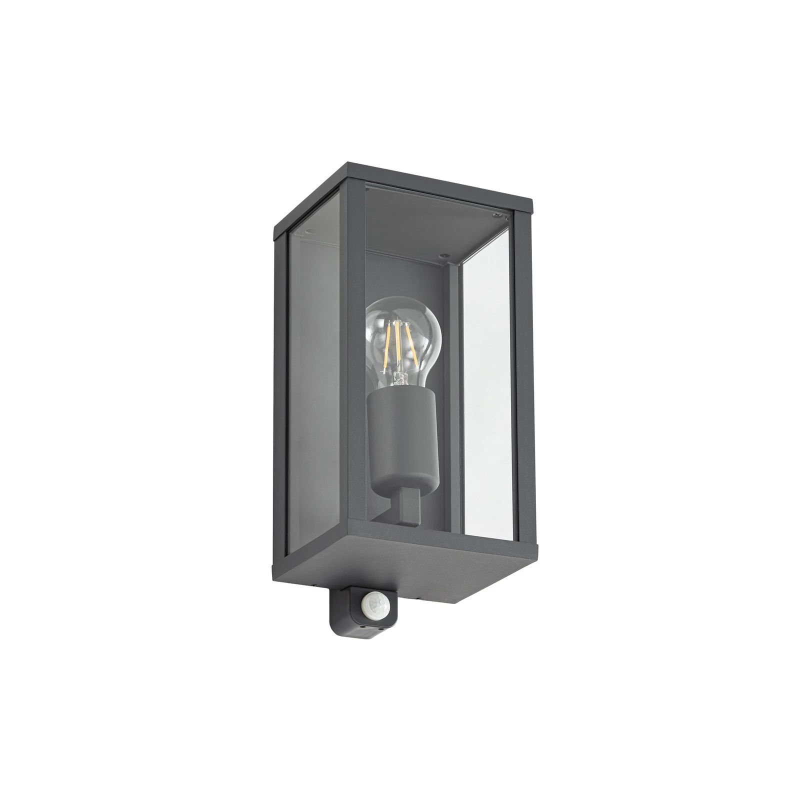 Lindby Außenwandlampe Peldar, anthrazit/klar, 26 cm, Sensor