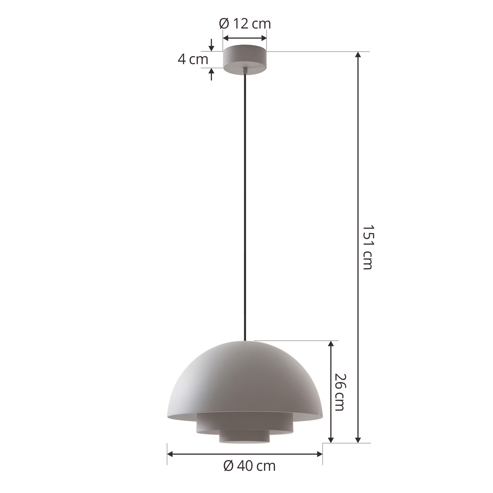 Lucande Nymara LED-es függőlámpa, szürke, alumínium, Ø 40 cm