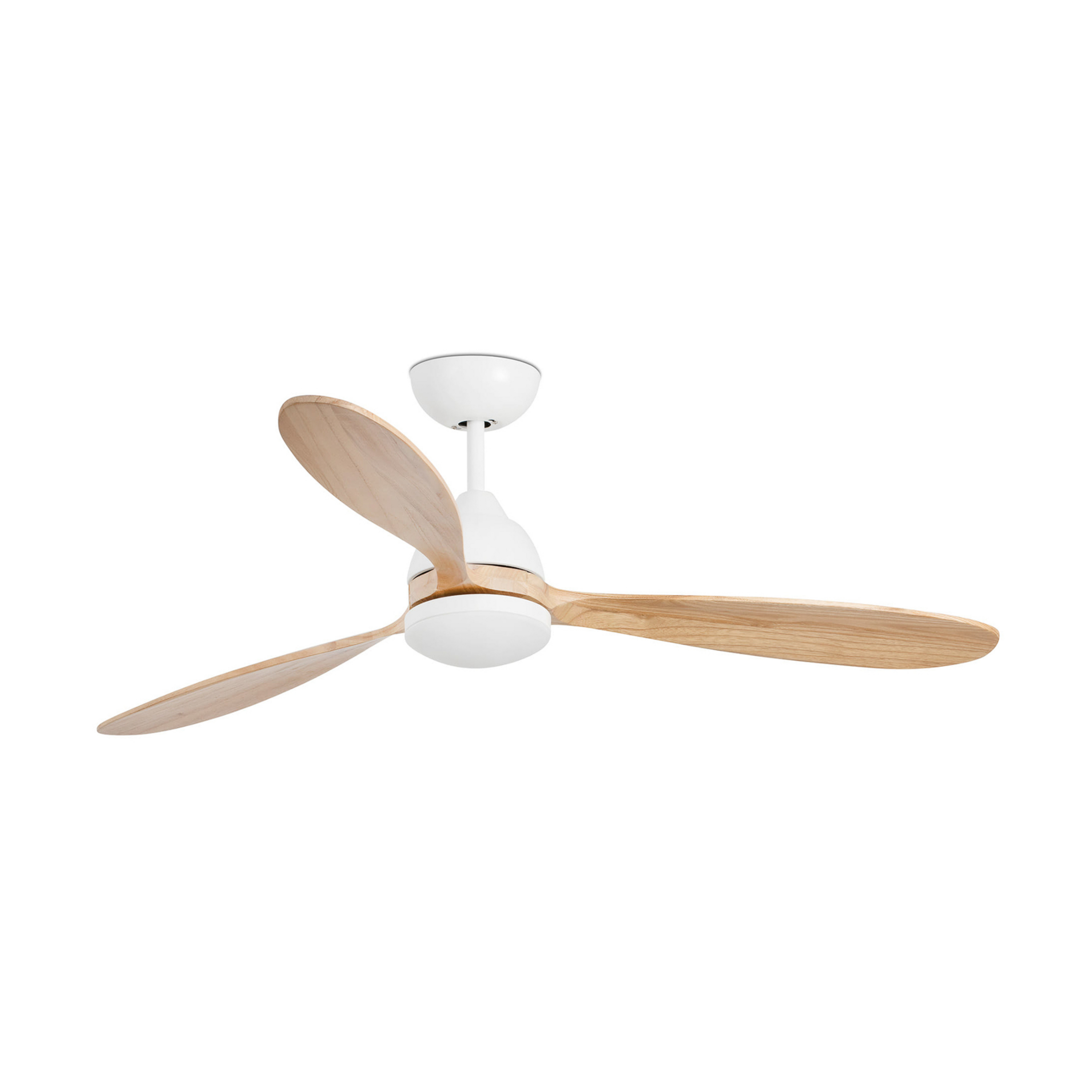 Poros LED ceiling fan, Ø 132cm, white/light wood - Faro