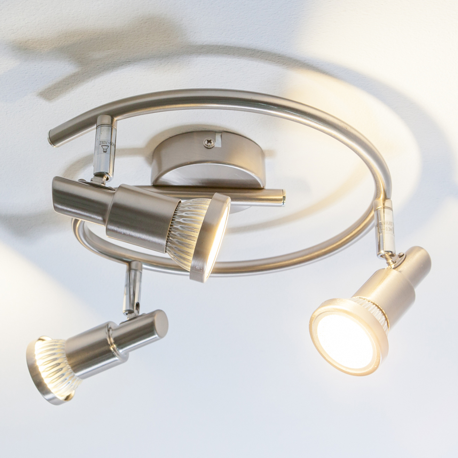 Lindby Aro - LED ceiling rondel, GU10, for Living / Dining Room, Metal, GU10, 5 W, energy efficiency: A+, H: 12.5 cm