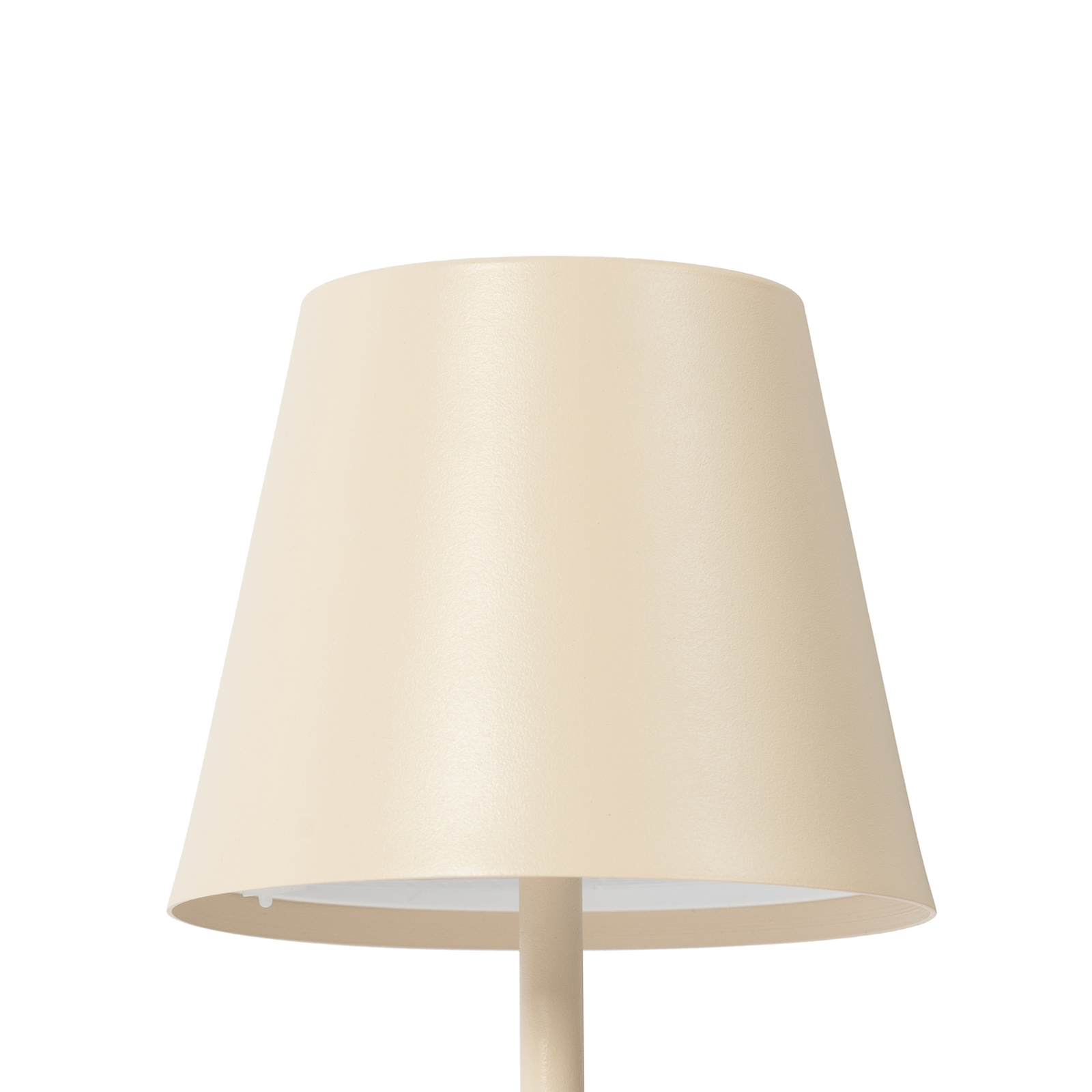 Lindby LED rechargeable table lamp Janea, cube, beige, metal