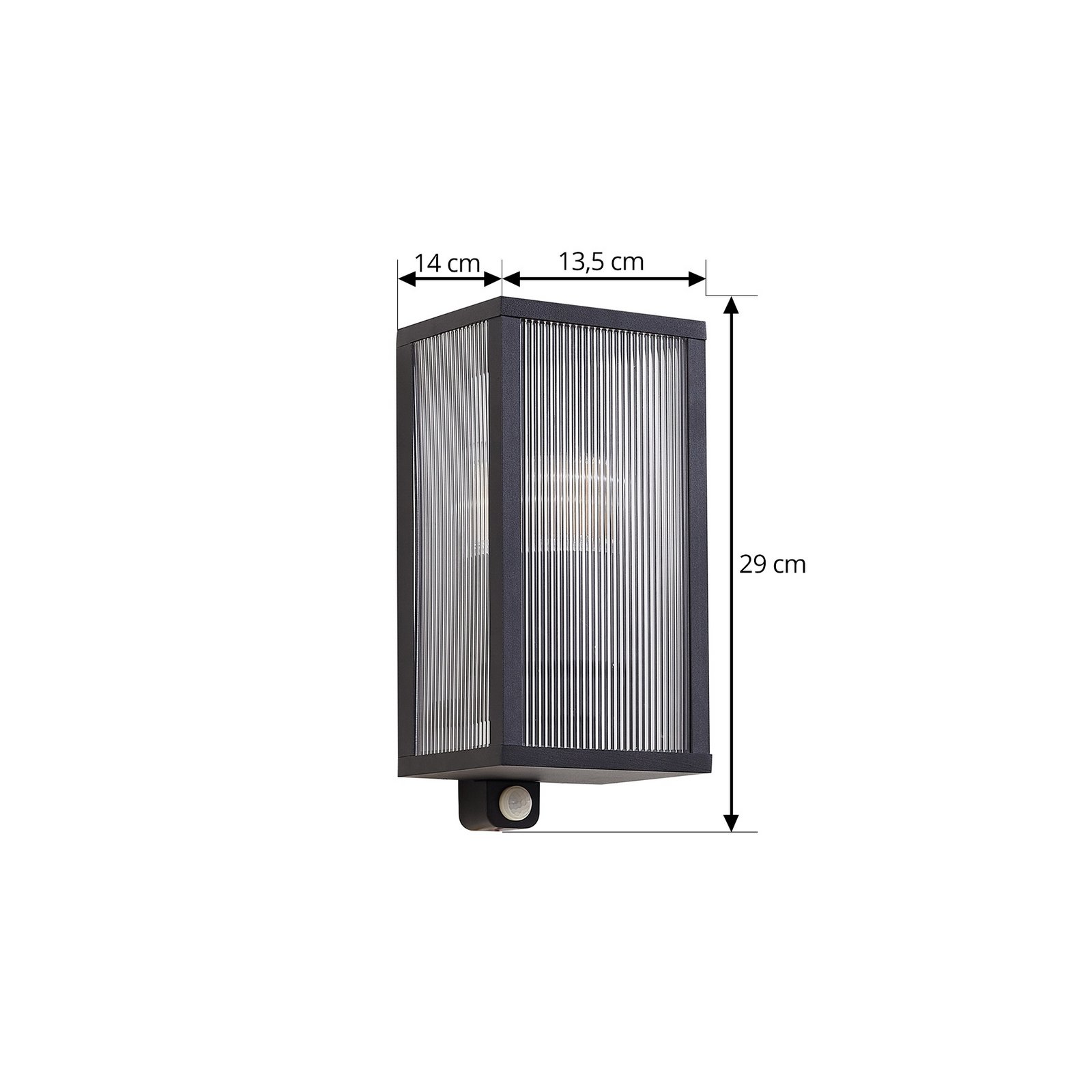 Peldar Fluted Outdoor Wall Lamp w/Sensor Black - Lindby