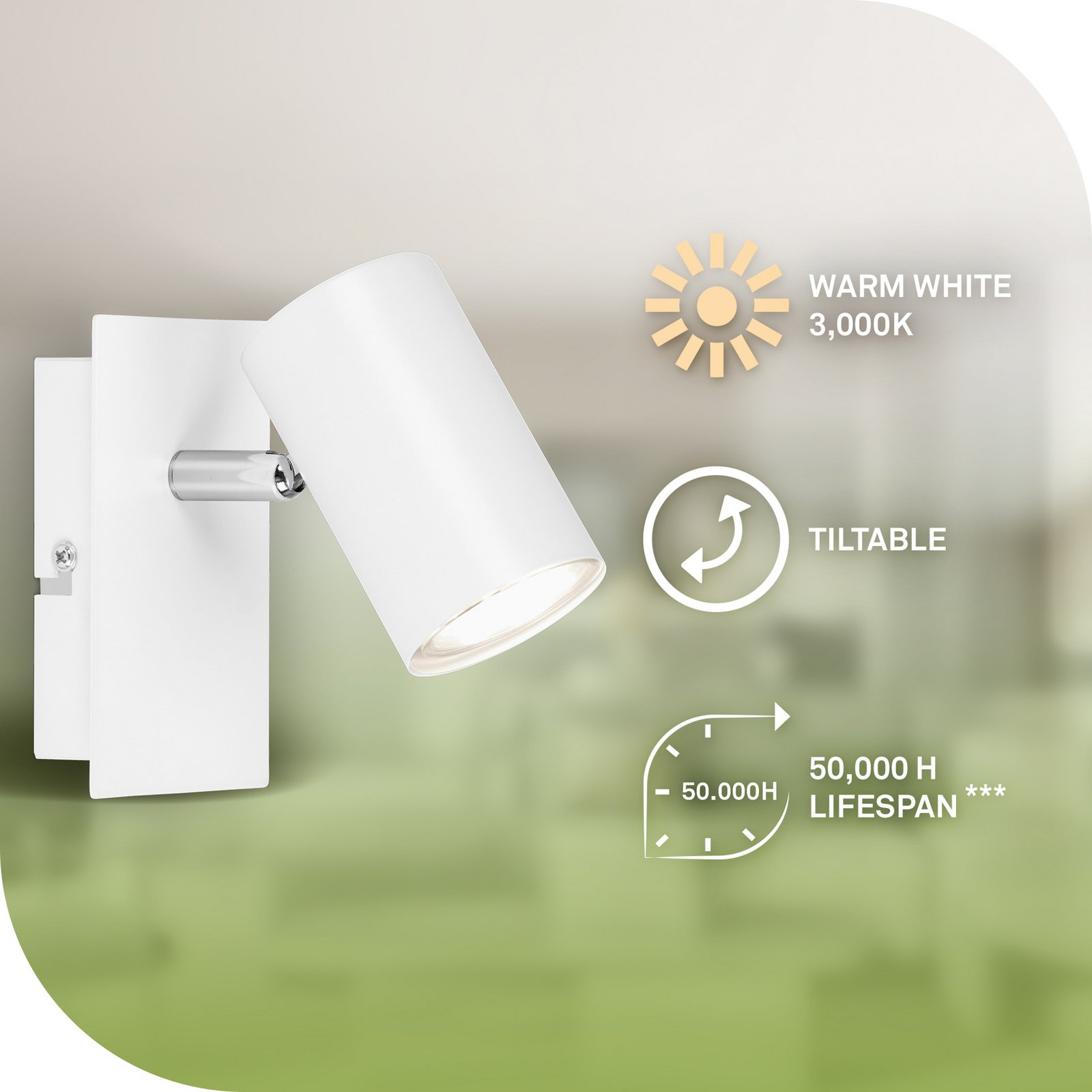 Seinavalgusti Isil A, valge, 1-valgusti, metall, pööratav