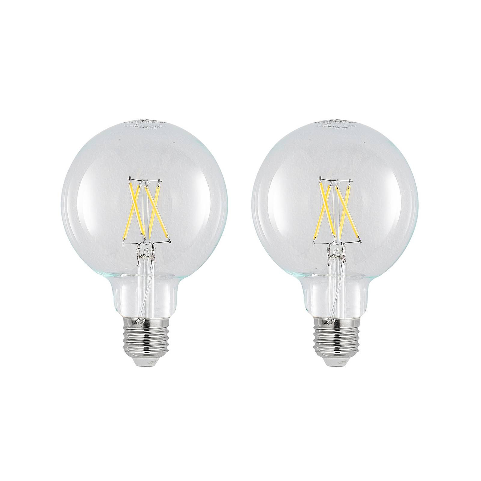 LED-Lampe E27 4W 2.700K G95 Globe klar 2er-Set