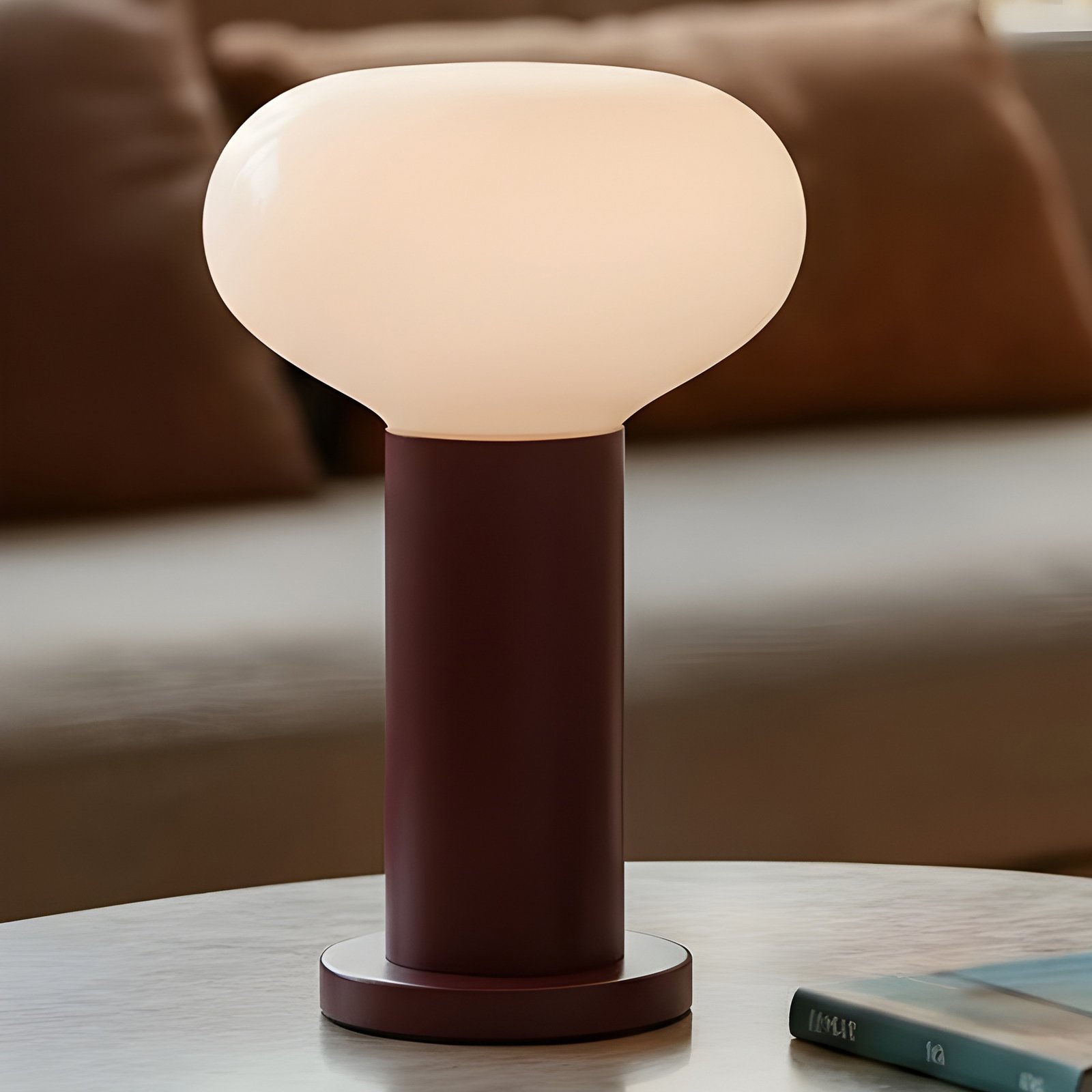 Tafellamp Flo, rood, Ø 19 cm, glas