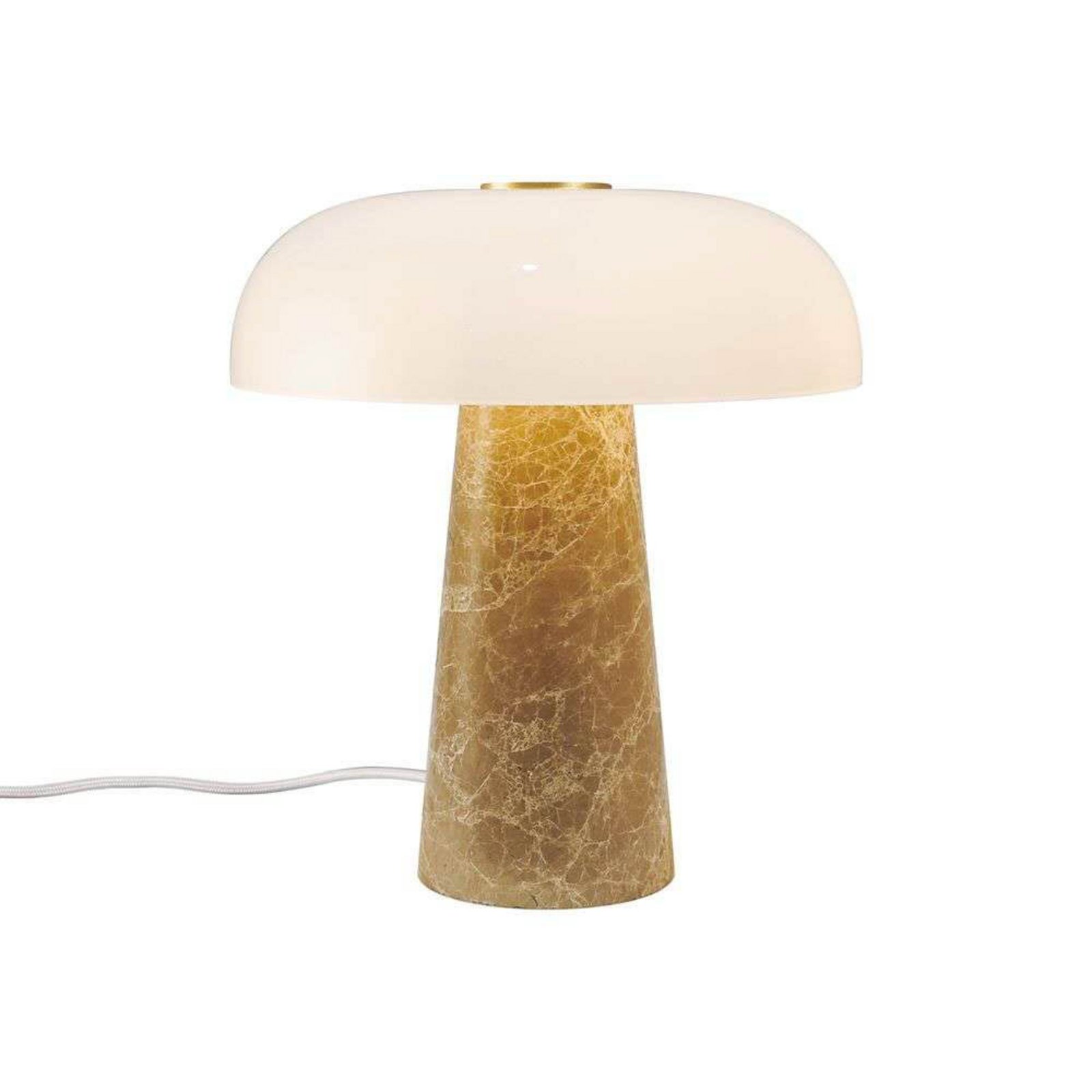 Lampe à poser Glossy, beige/blanc, hauteur 24 cm, marbre/verre
