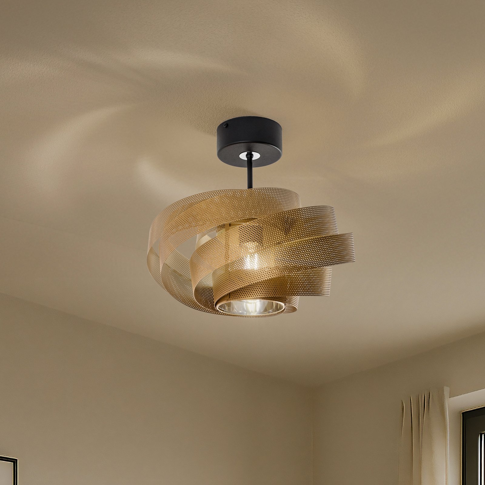 Deckenleuchte Vento, schwarz/gold, Metall, Ø 40 cm, E27