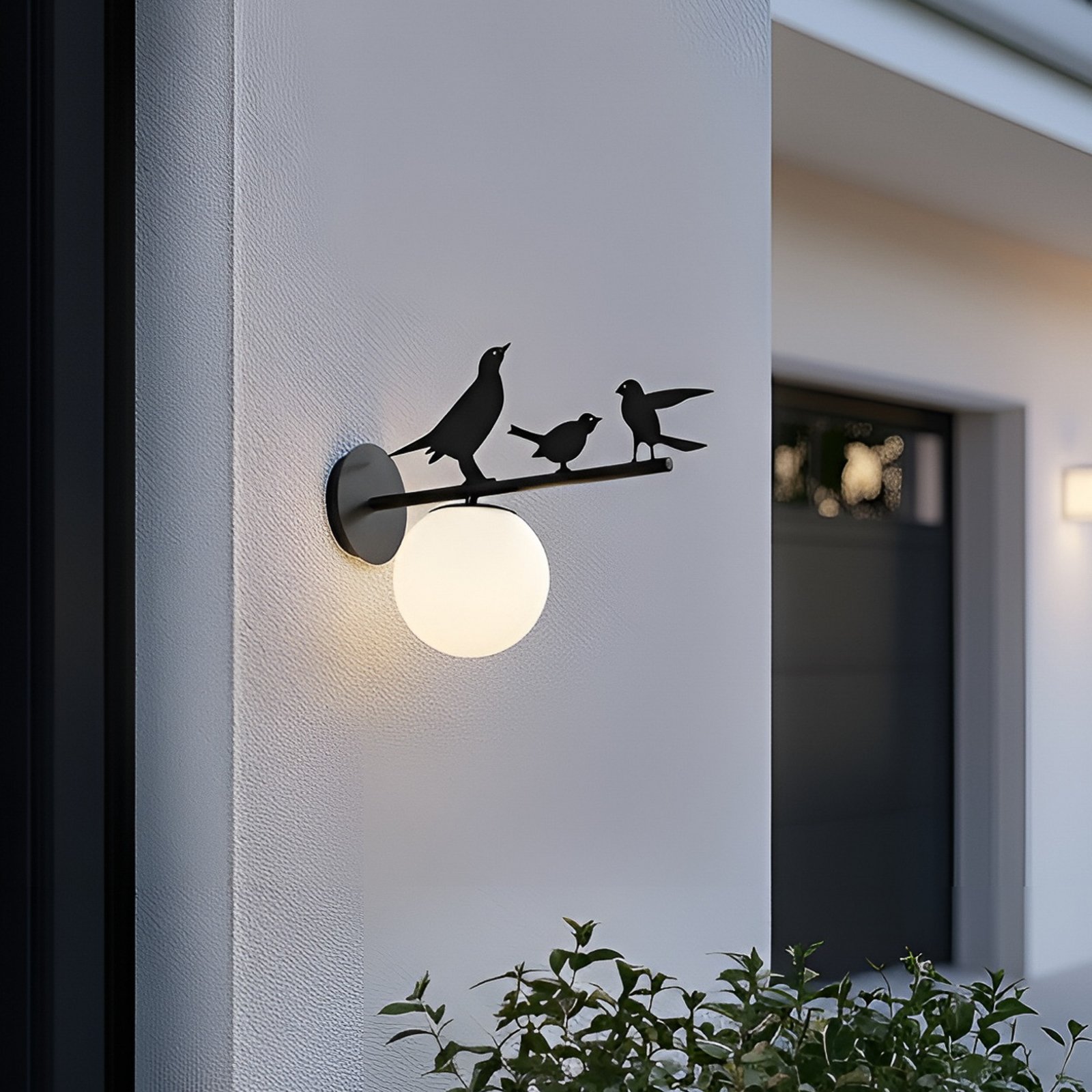 Lintu udendørs væglampe, sort, IP44, metal, fugl - Lindby