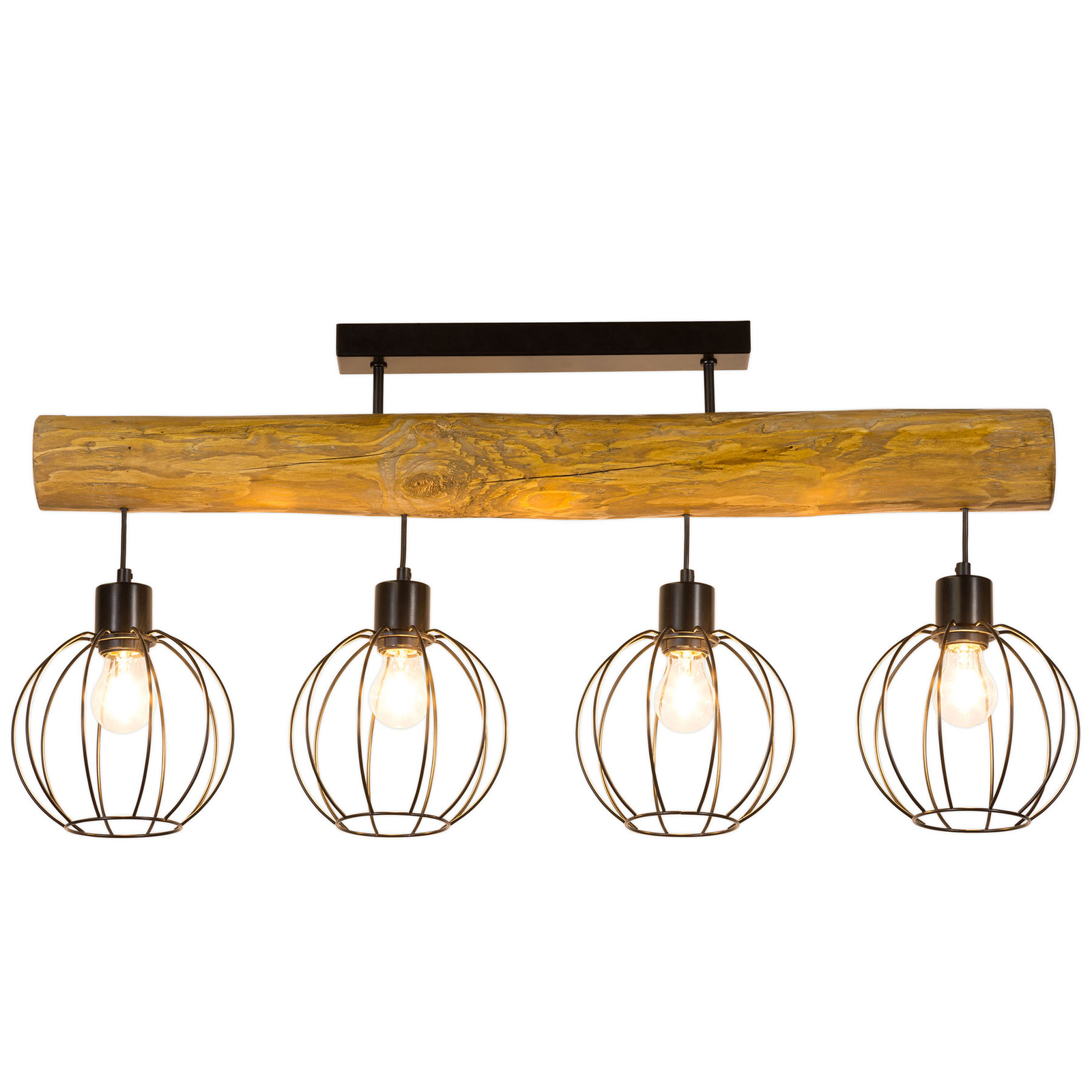 Karou ceiling light, 4-bulb, stained brown