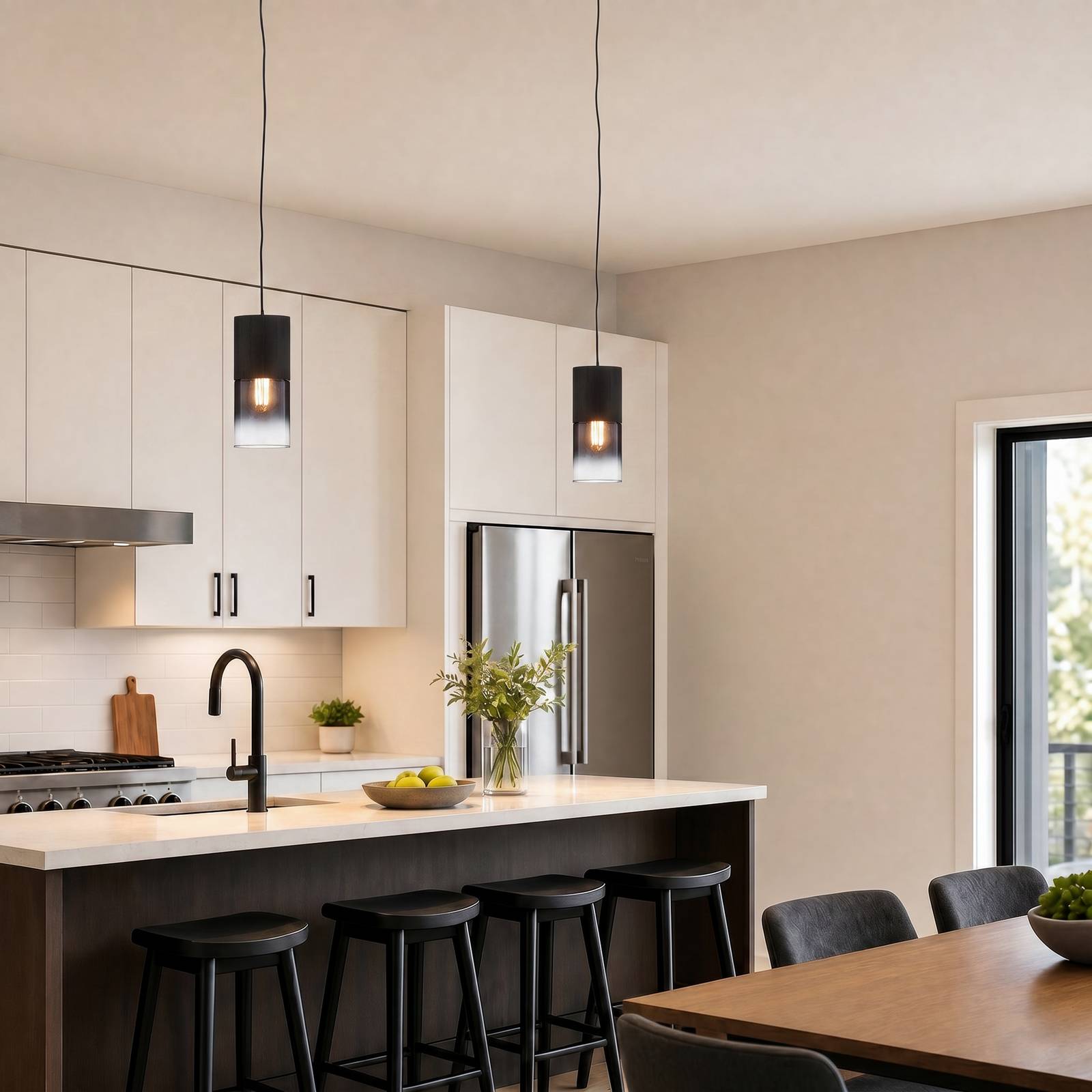 Trio Lighting Robin hanglamp voor DUOline, zwart/rookgrijs