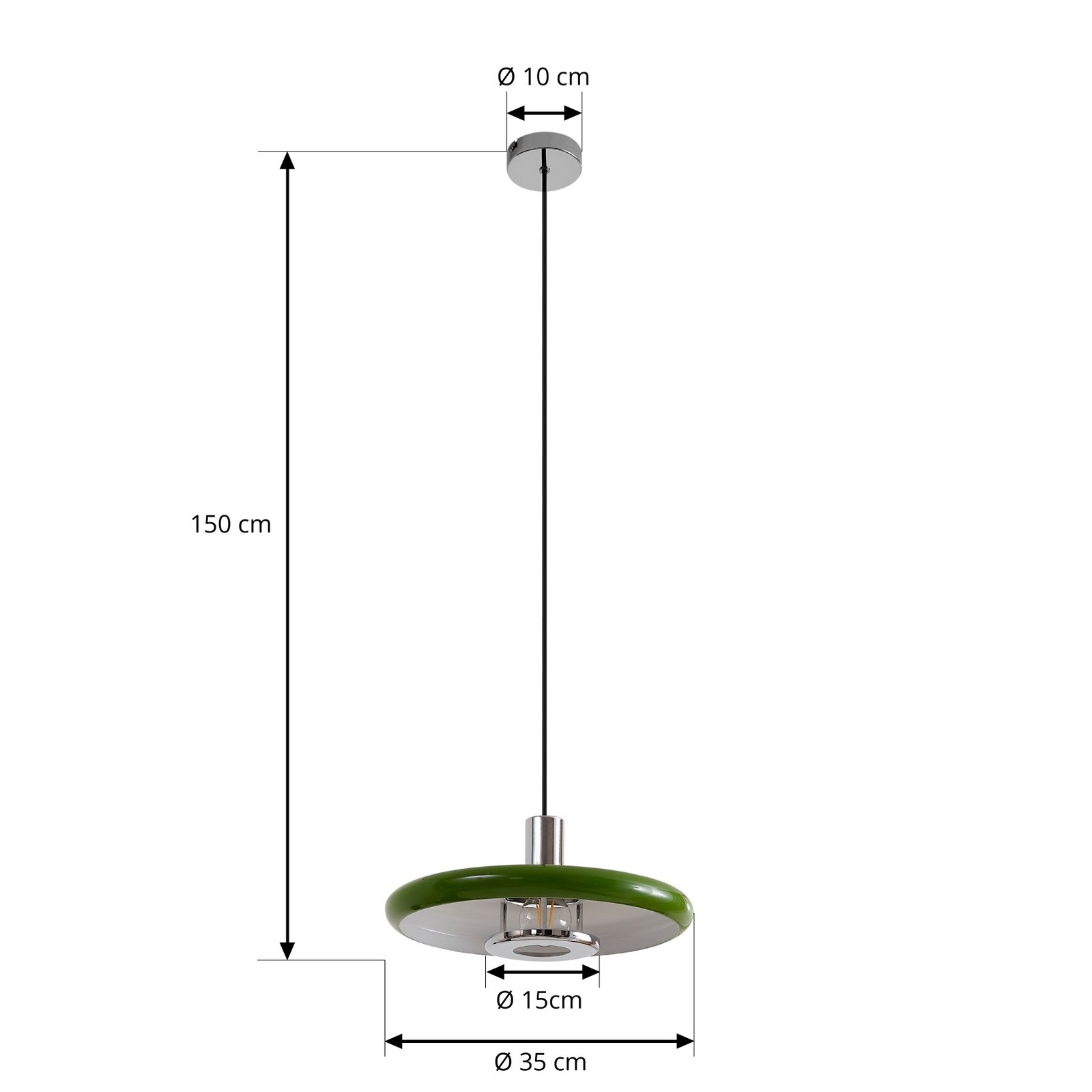 Żyrandol Branford, styl retro, Ø 35 cm, zielona, metal - Lindby