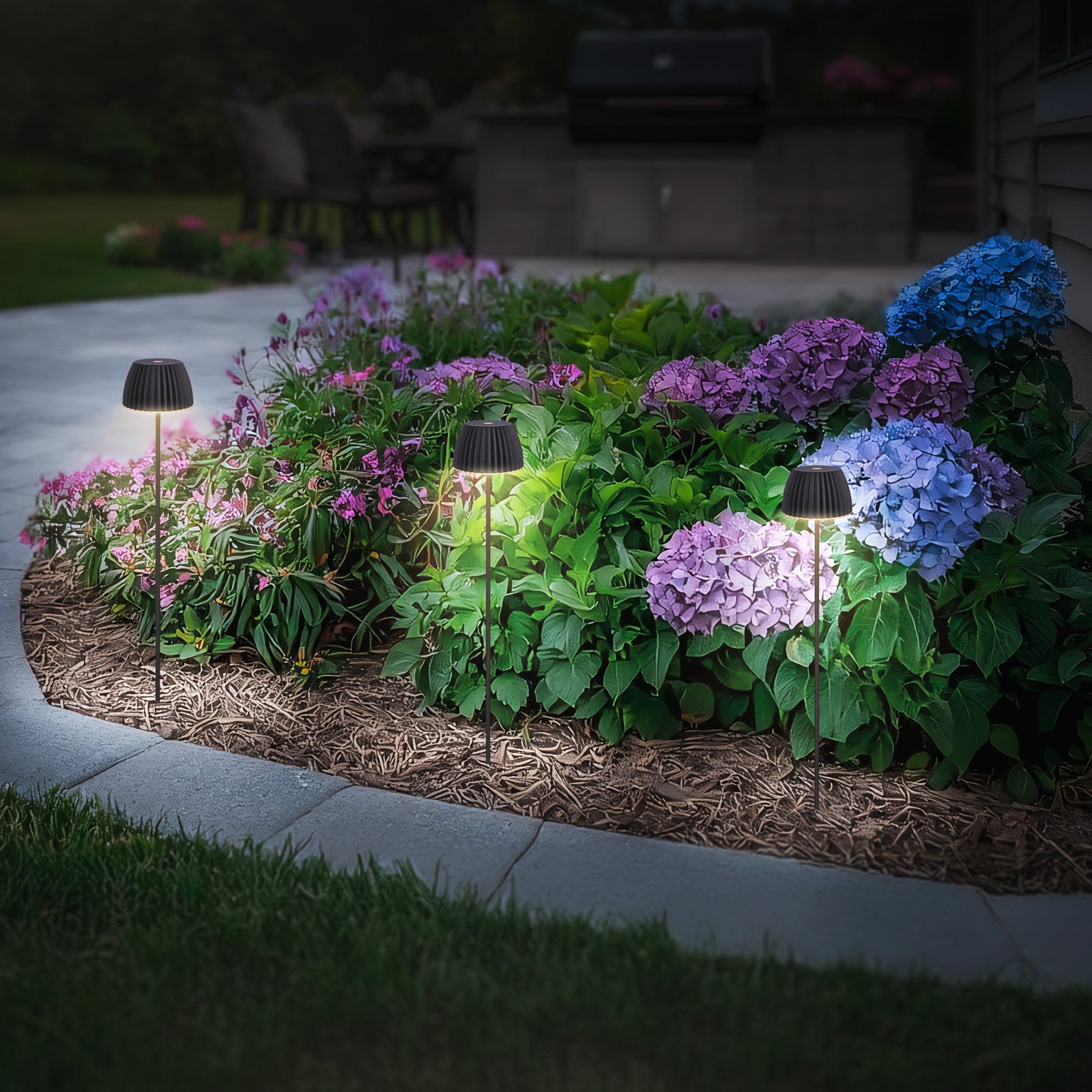 Luz LED recarregável com estaca RIFFLE MINI, antracite Ø 9 cm, IP44