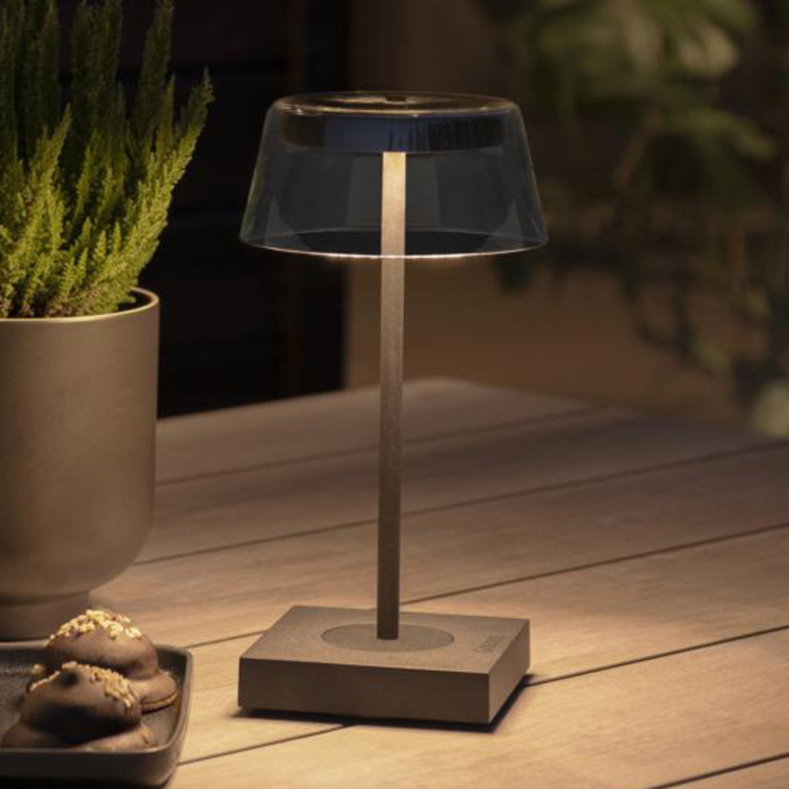 Lámpara de mesa LED Scilla con USB, negro