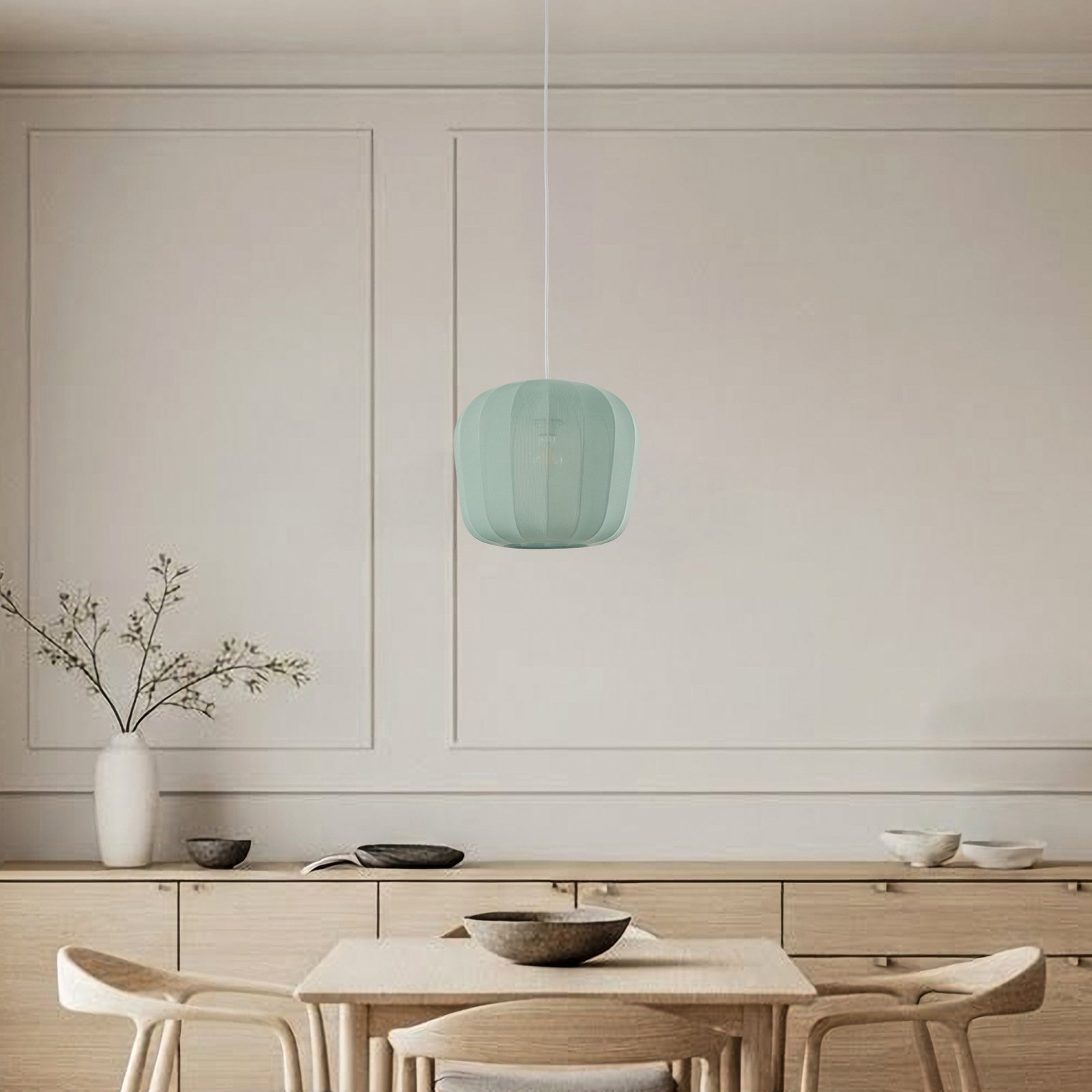 Lindby suspension Helin, bleu, Ø 35 cm, tissu