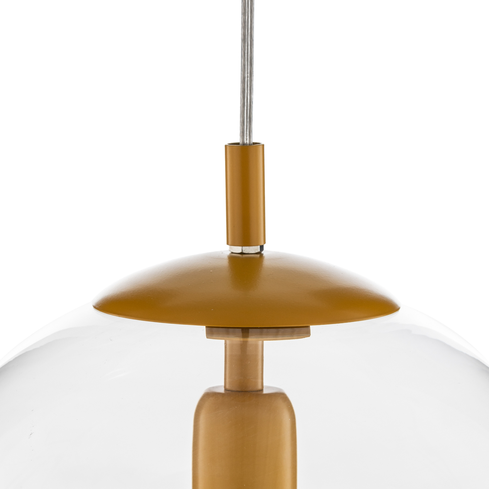 Hanglamp Nohr met glazen kap, mosterdgeel/helder