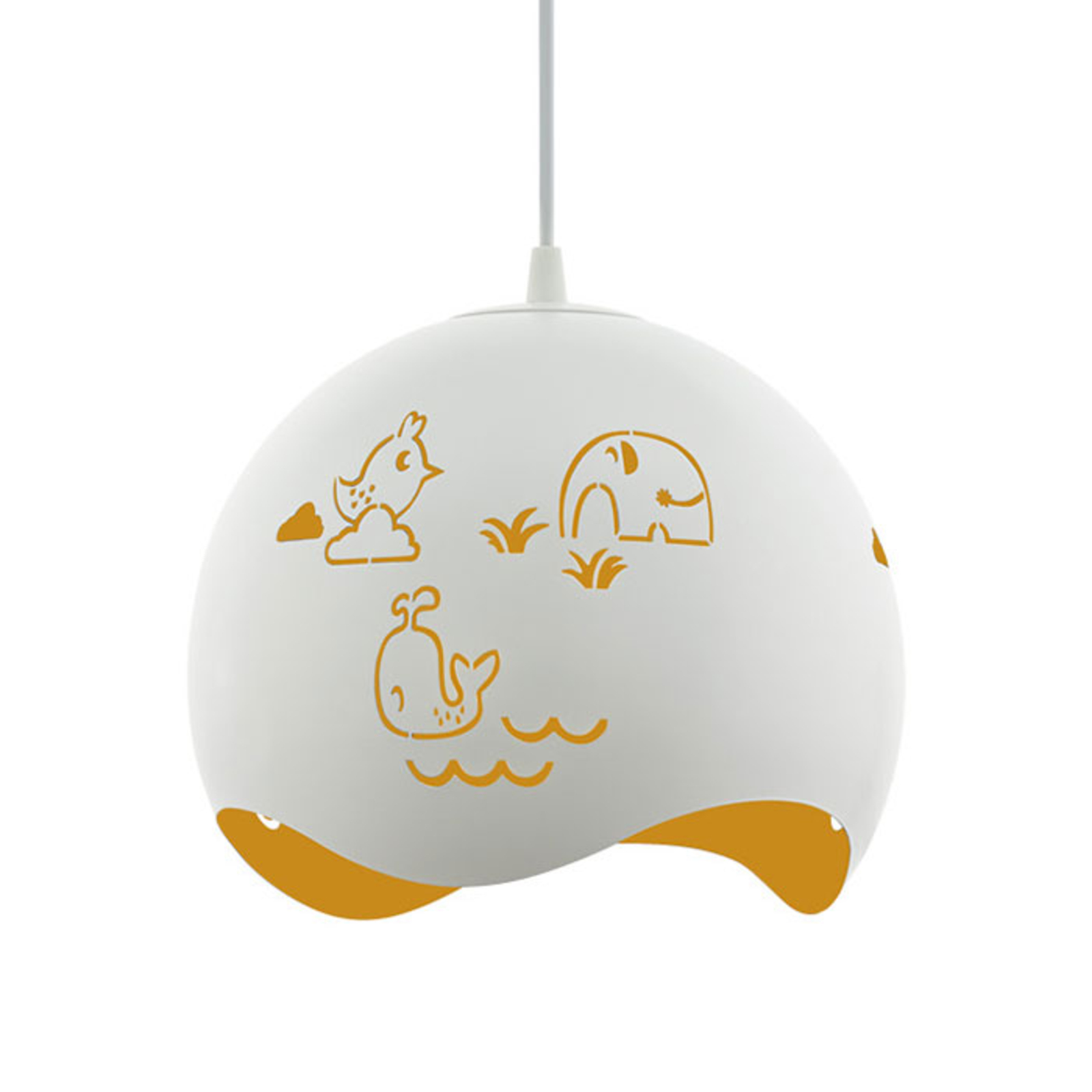 EGLO Laurina hanging light die-cut animals white/yellow, for Children's Room, plastic, steel, E27, 60 W, energy efficiency: A++