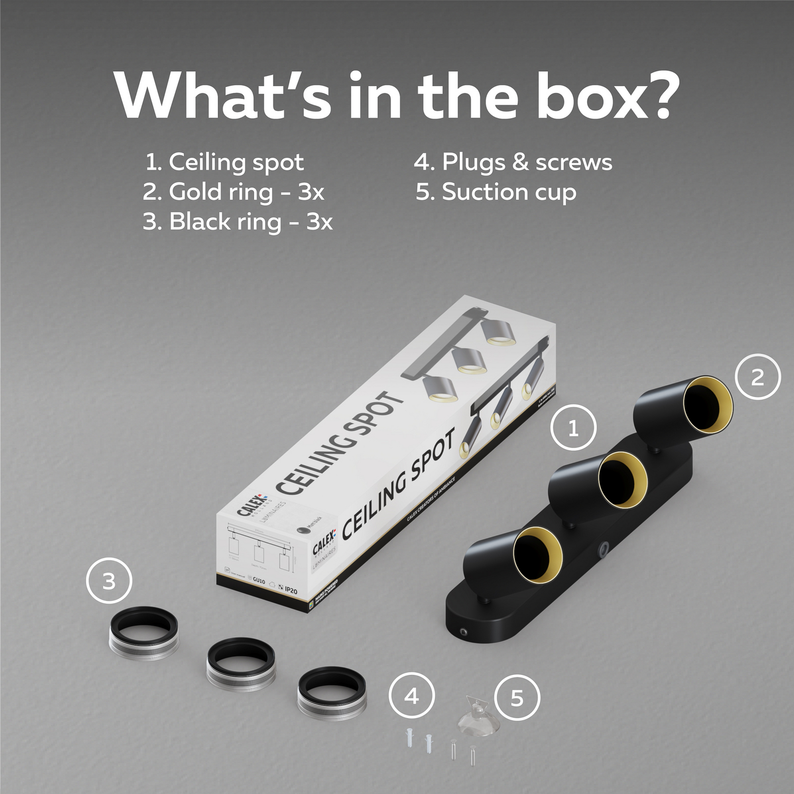 Calex GU10 stropné bodové svetlá, čierny, dĺžka 37 cm, 3-pl., kovový Calex GU10 stropné bodové svetlá, čierny, dĺžka 37 cm, 3-pl., kovový