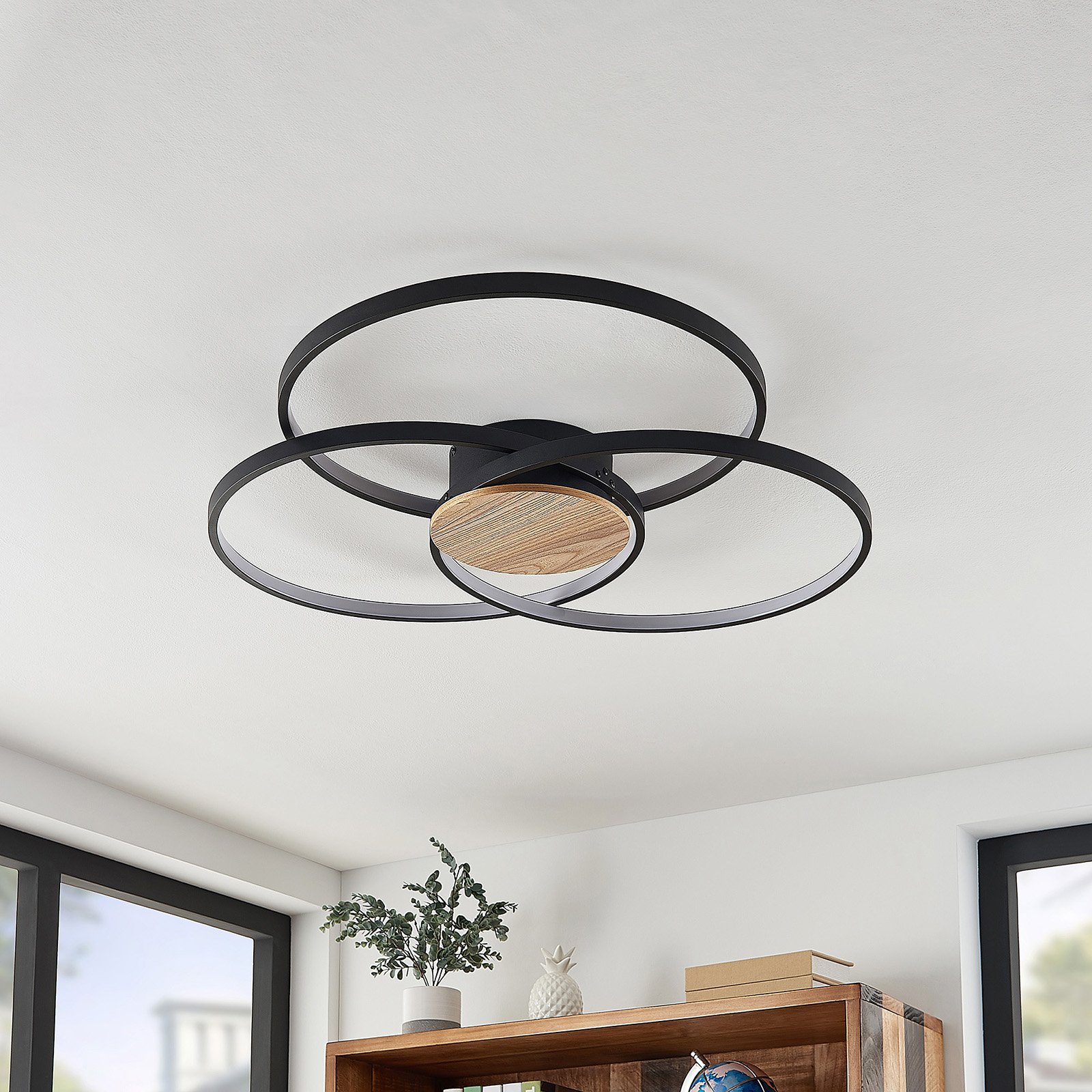 Lindby Riley LED ceiling light dimmable black