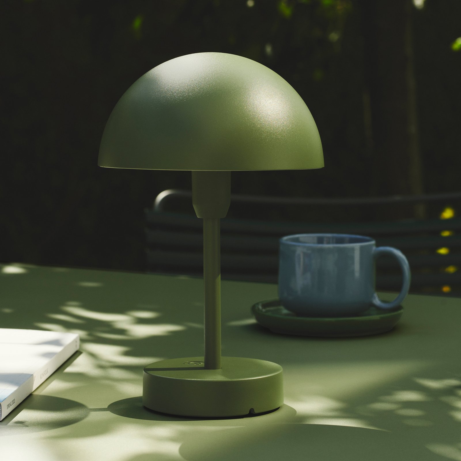 Akumulatorowa lampa stołowa LED Ellen To-Go, aluminium, oliwkowa zieleń