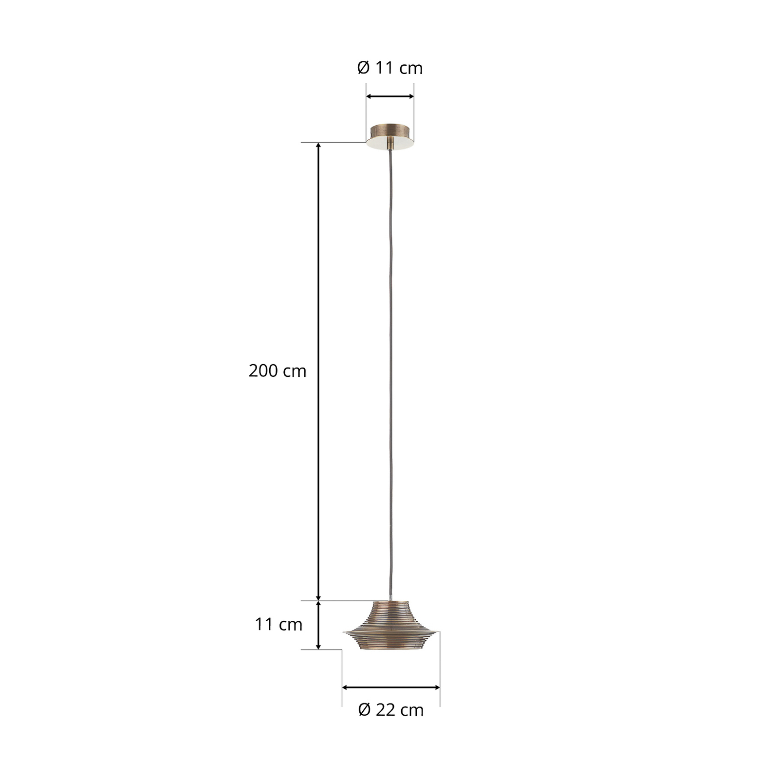 Bover Tibeta 03 LED hanging light in antique brass