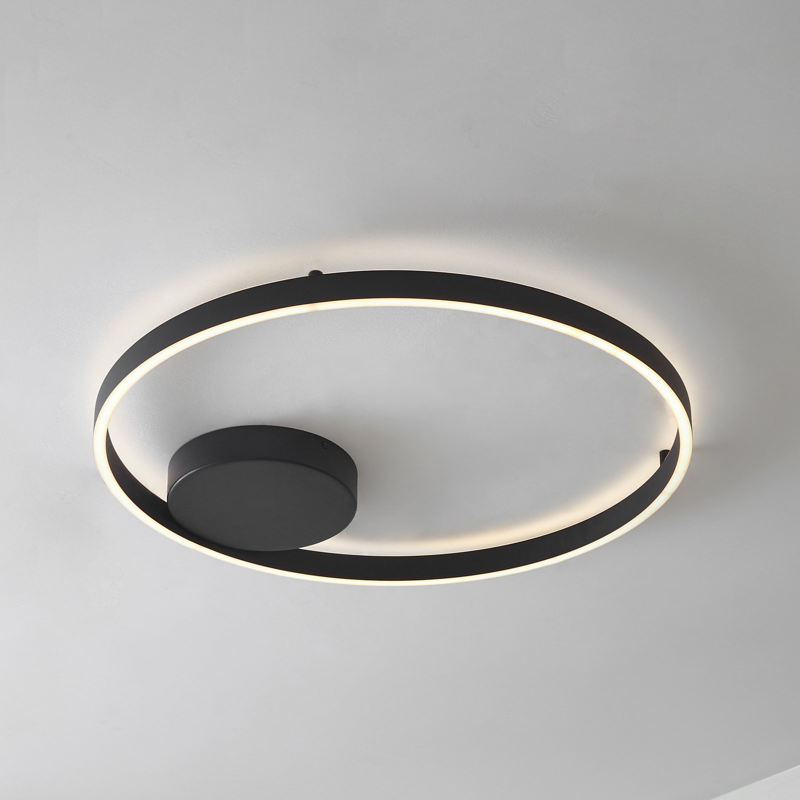 Candeeiro de teto LED inteligente Lucande Moise, preto, CCT, Tuya
