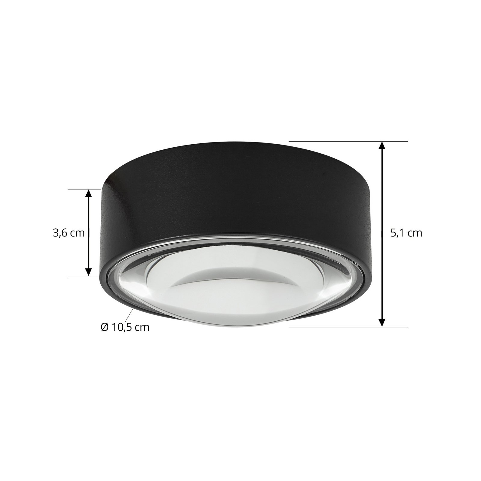 Lindby LED downlight Siaka, zwart, metaal, Ø 5 cm, IP65
