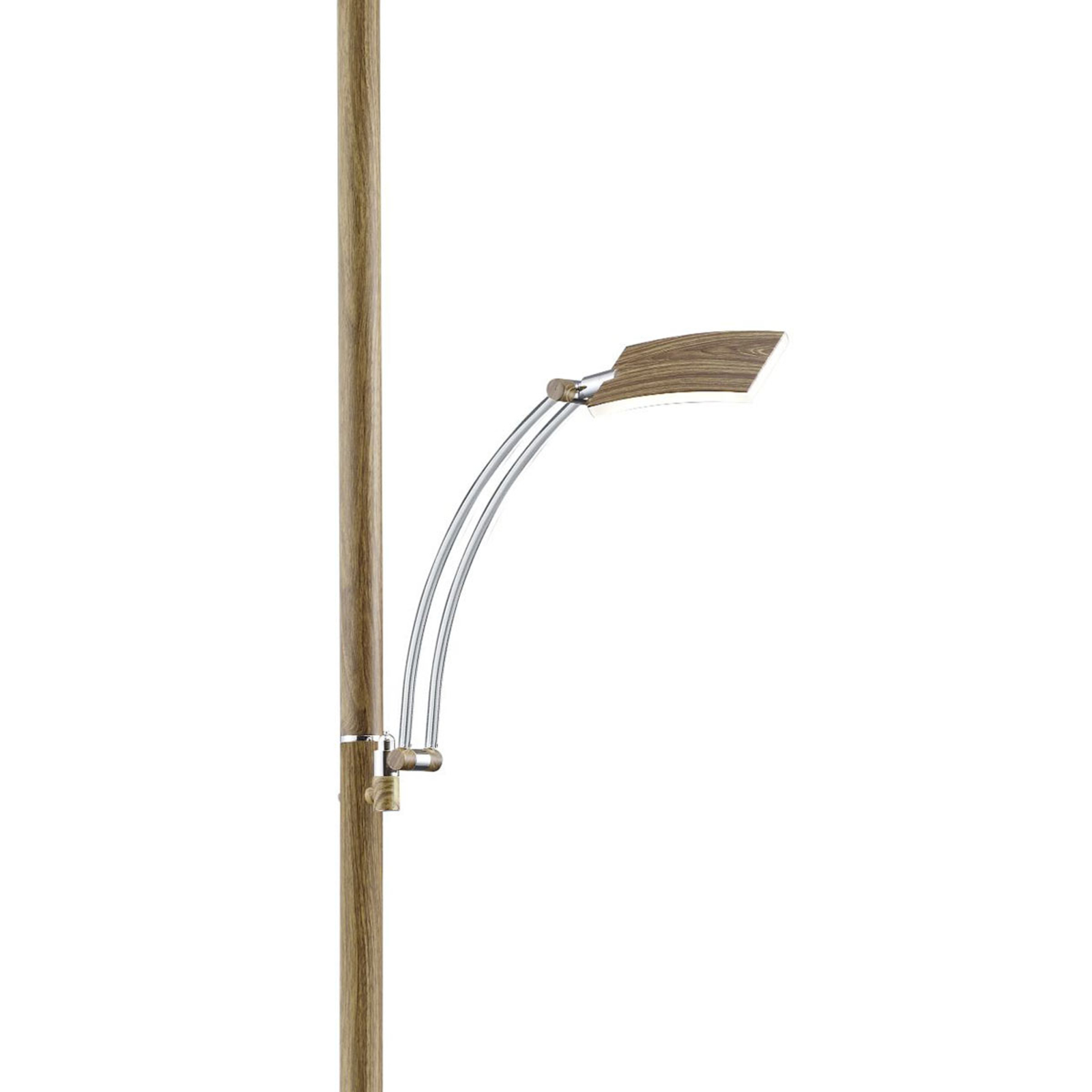 Duo LED floor lamp with a dimmer, wood