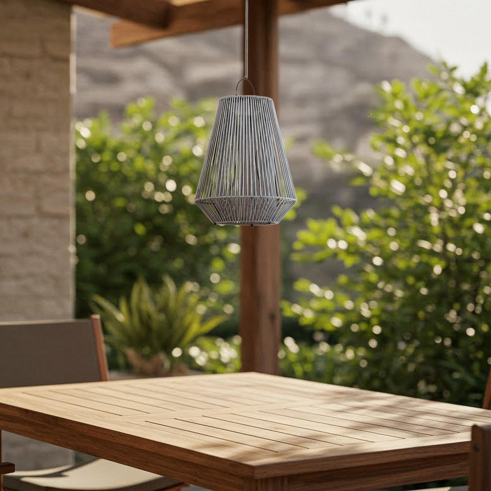 Lindby LED-Solarhängelampe Austas, grau, Ø 32 cm, USB, IP54 Lindby LED-Solarhängelampe Austas, grau, Ø 32 cm, USB, IP54