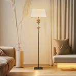 Seregon floor lamp with stone decor and fabric shade