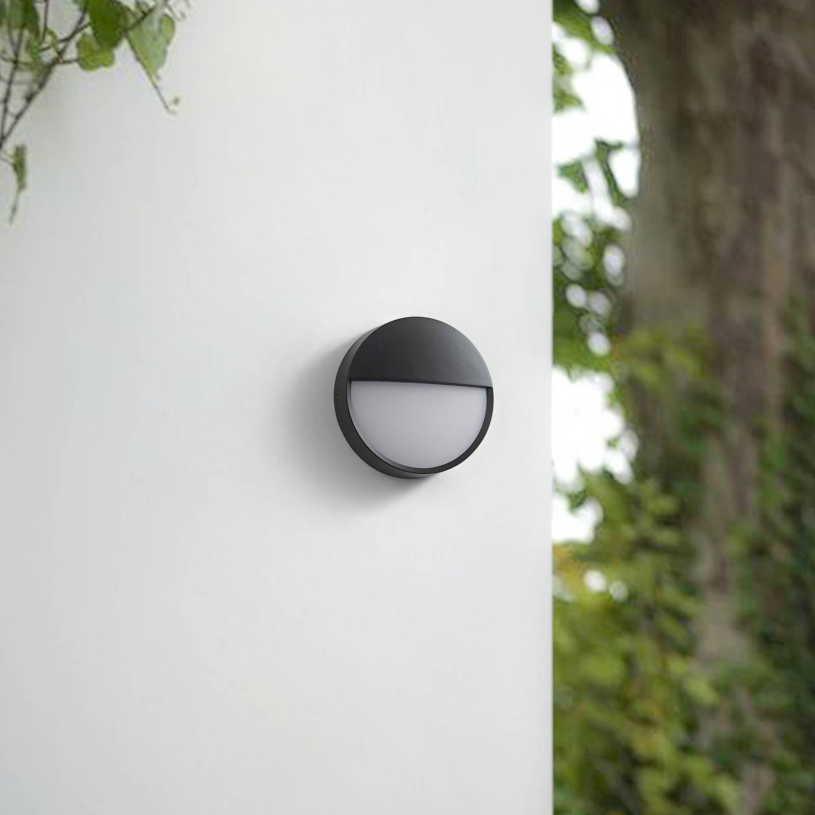 Arcchio – kinkiet zewnętrzny LED Gravo, Ø 25 cm, czarny, IP65