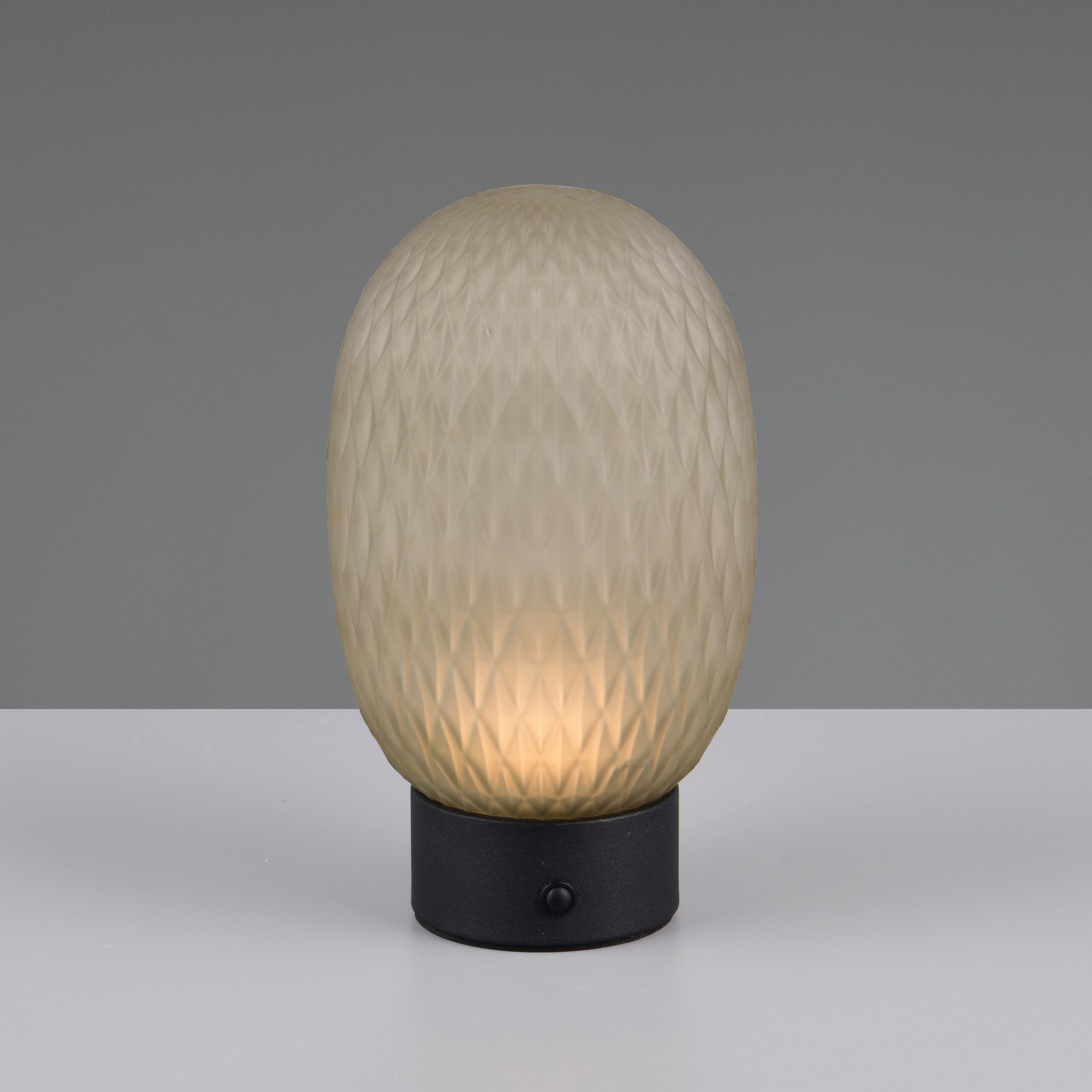 LED rechargeable table lamp Facette, green, USB, glass,