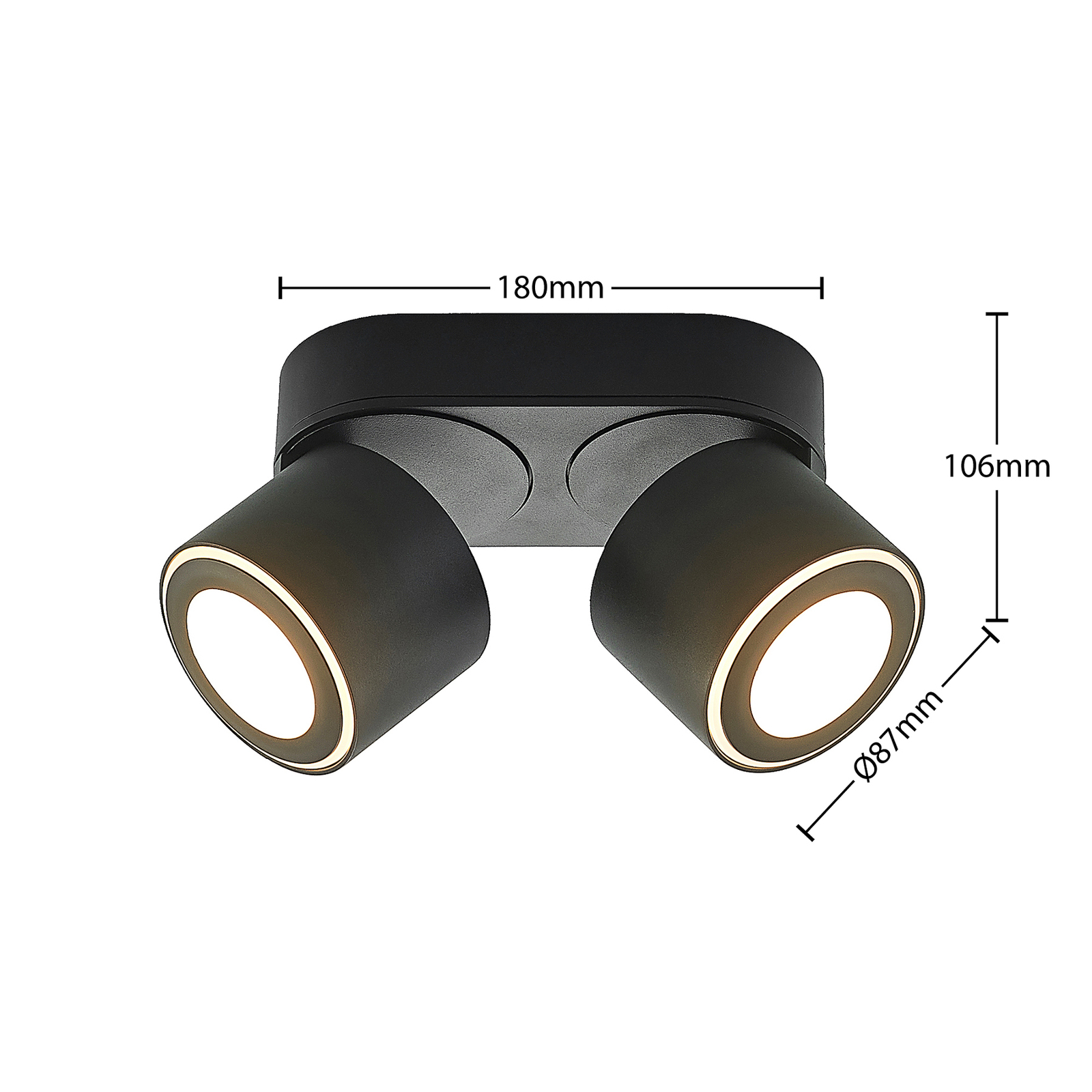 Lindby Lowie spot LED, 2 luci, nero