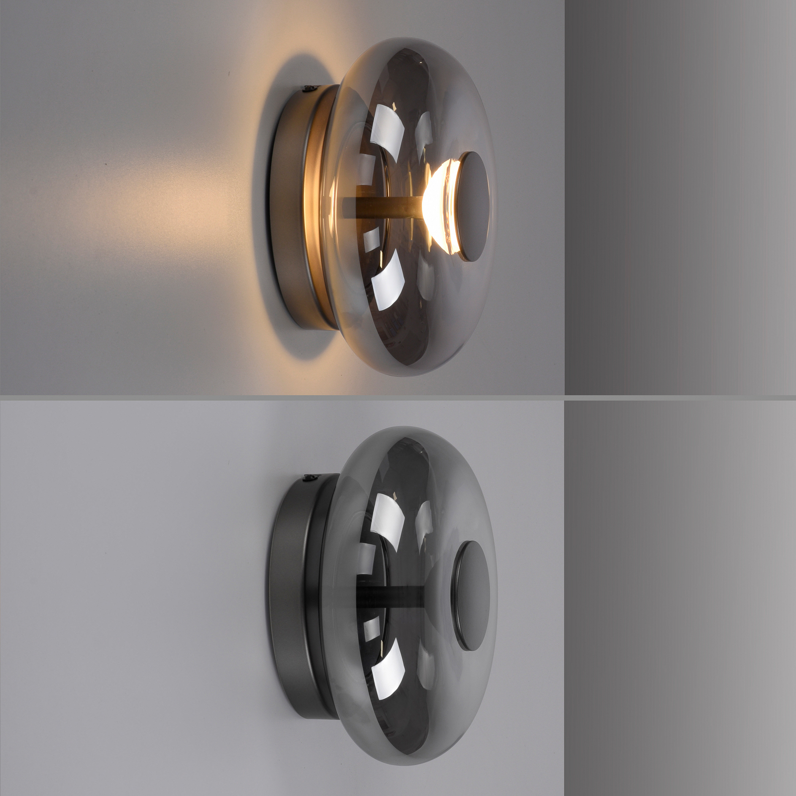 SCHÖNER WOHNEN plafoniera LED Posh, vetro fumé, 3.000 K SCHÖNER WOHNEN plafoniera LED Posh, vetro fumé, 3.000 K