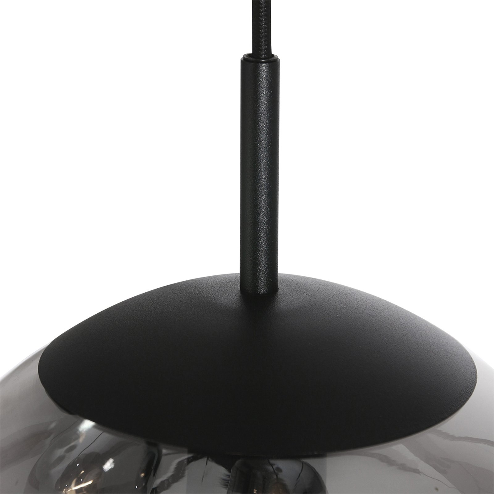 Bollique hanglamp, rookgrijs/zwart, glas, 5-lamps