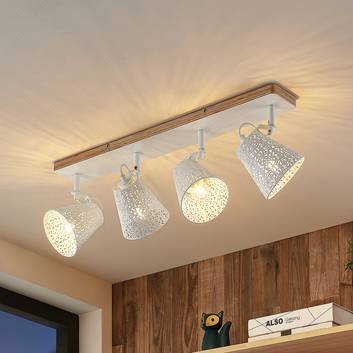 Lindby Nelda foco, patrón perforado blanco 4 luces