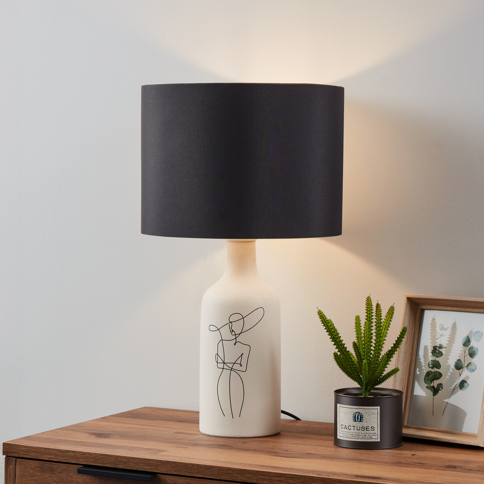 EGLO Vinoza lampă de masă picior alb abajur negru - Camera de zi / sufragerie - modern - negru alb - Ceramică