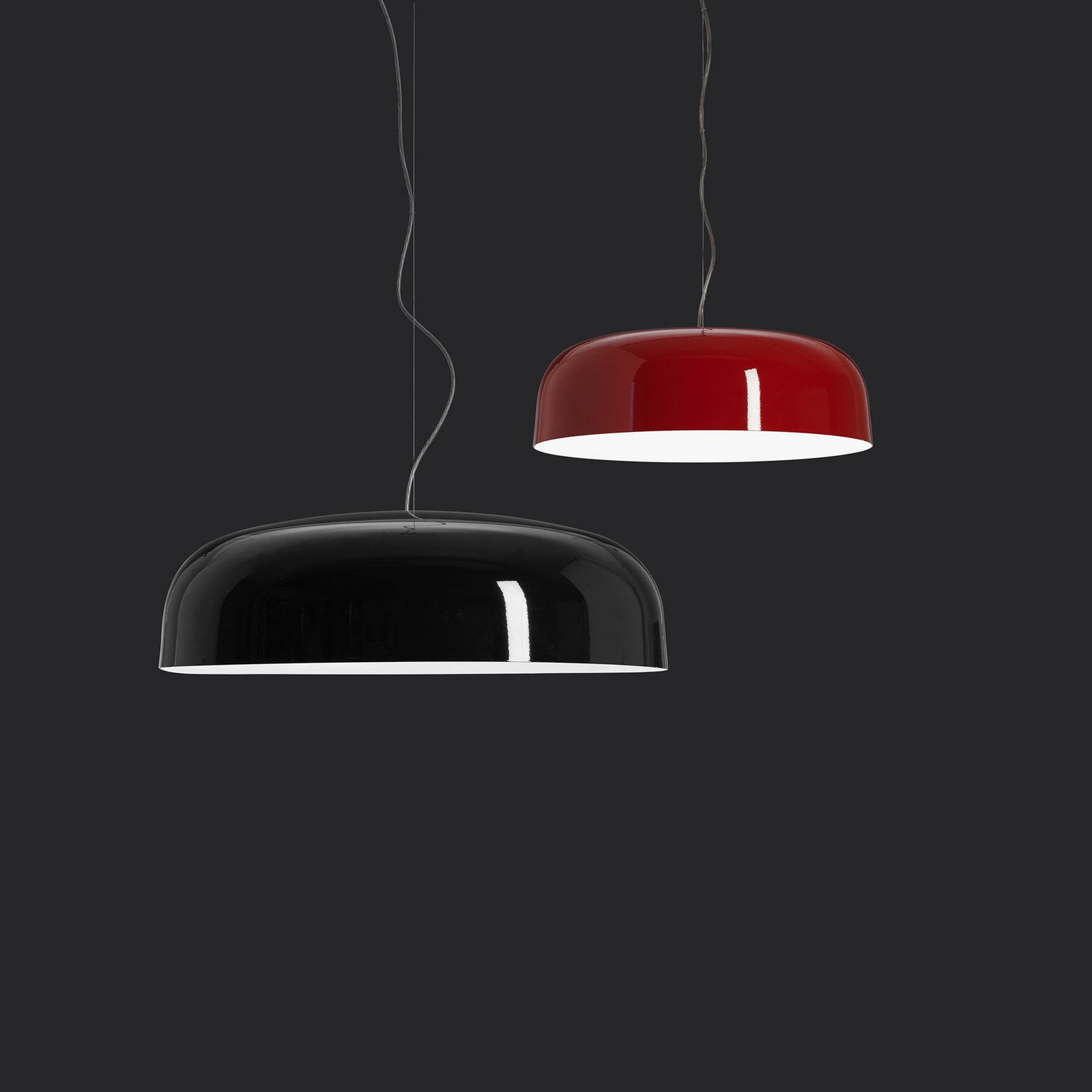 Oluce LED-hængelampe Canopy, Ø 90 cm, sort, aluminium