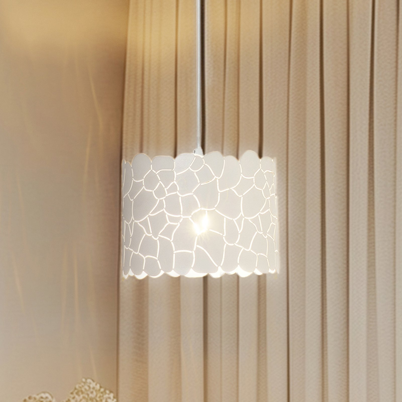 Lindby pendant light Aralena, white, metal, Ø 26 cm