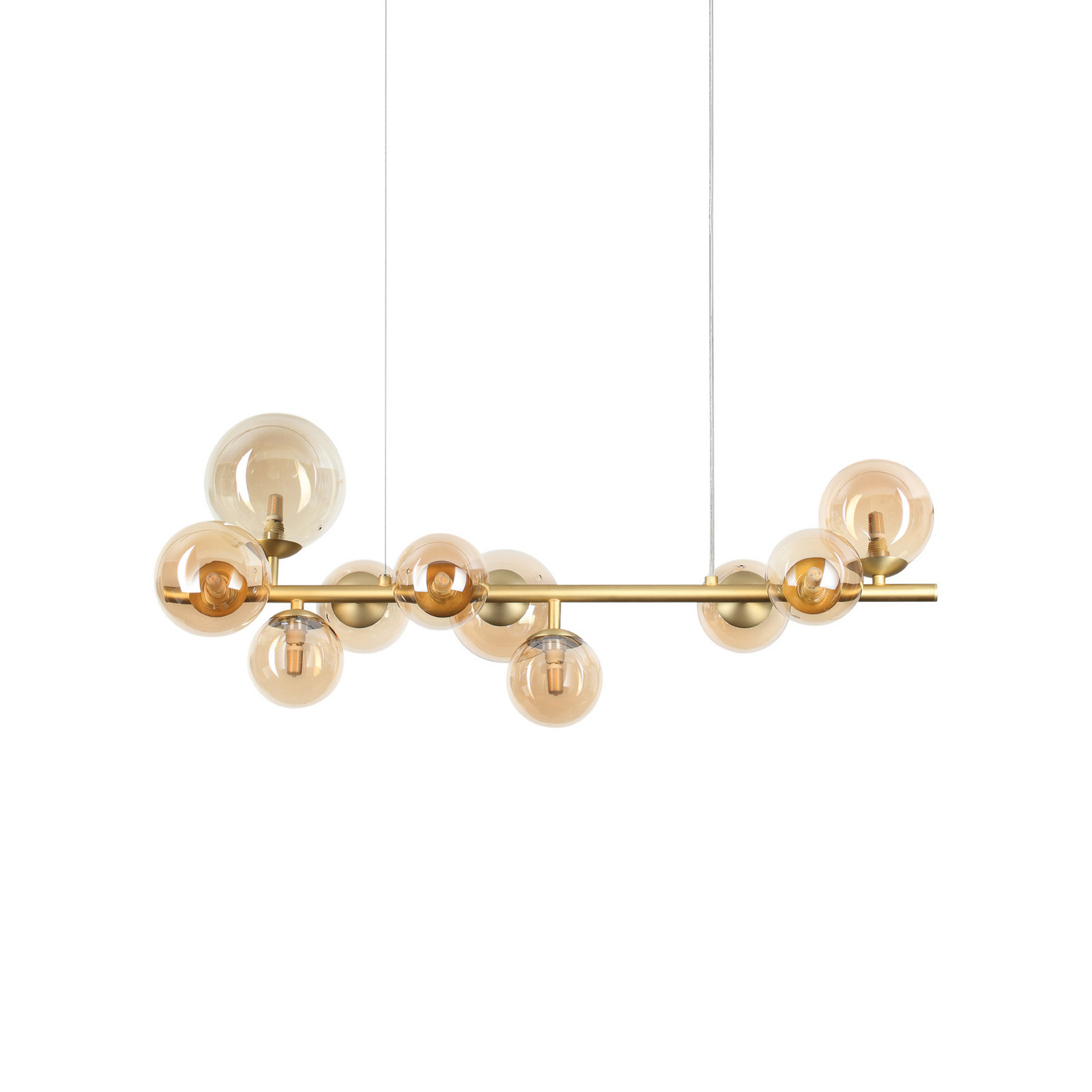 IDEAL LUX lampă suspendată Perlage lungime 81 cm alamă/chihlimbar 10 becuri - Camera de zi / sufragerie - alamă chihlimbar - Metal