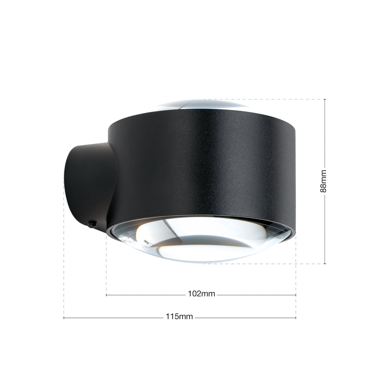 Tatra LED outdoor wall lamp, black, Ø 10.2 cm, aluminium, up/down