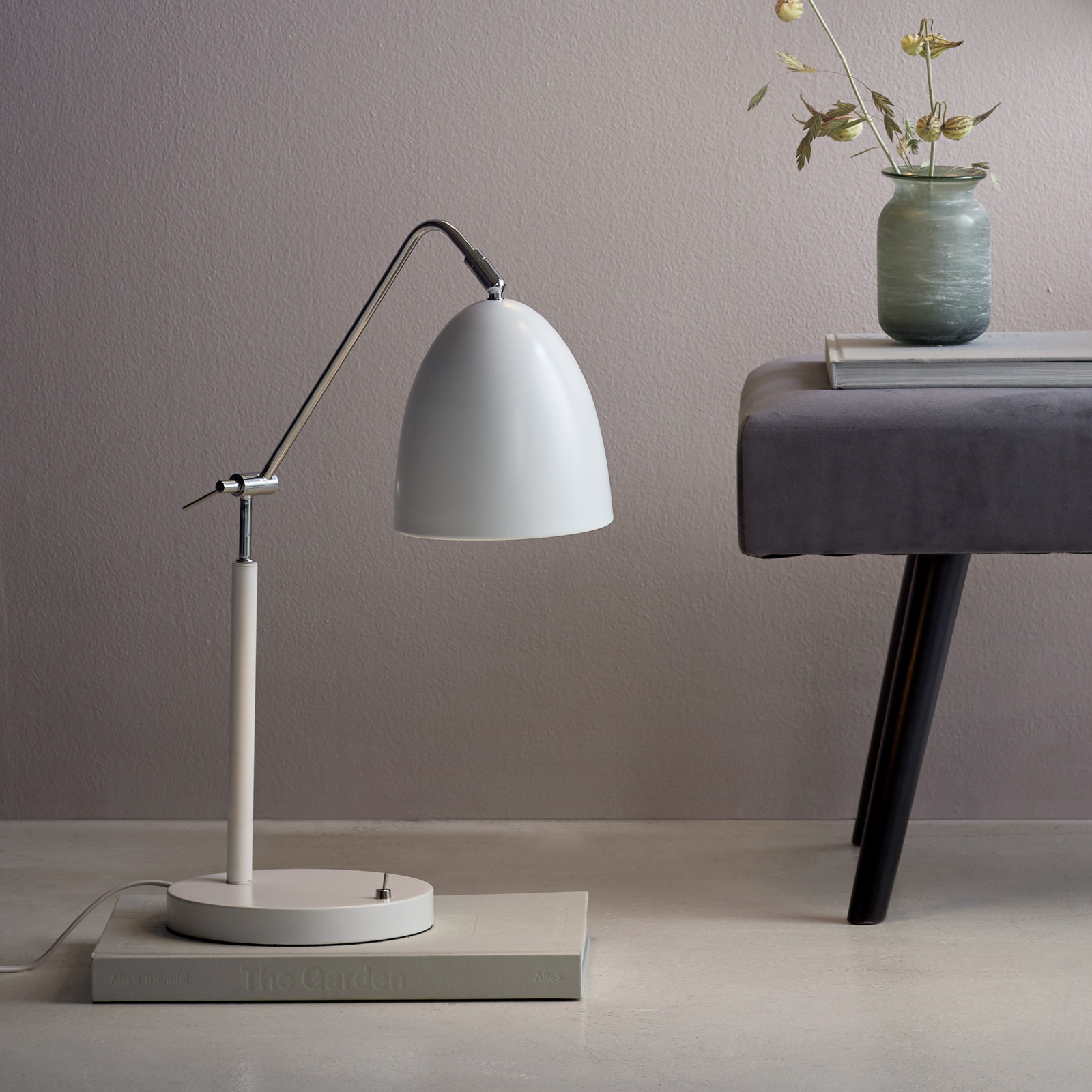 Lámpara de mesa Alexander con juntas, blanco