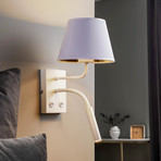 Soho wandlamp, conisch, leeslampje wit/goud