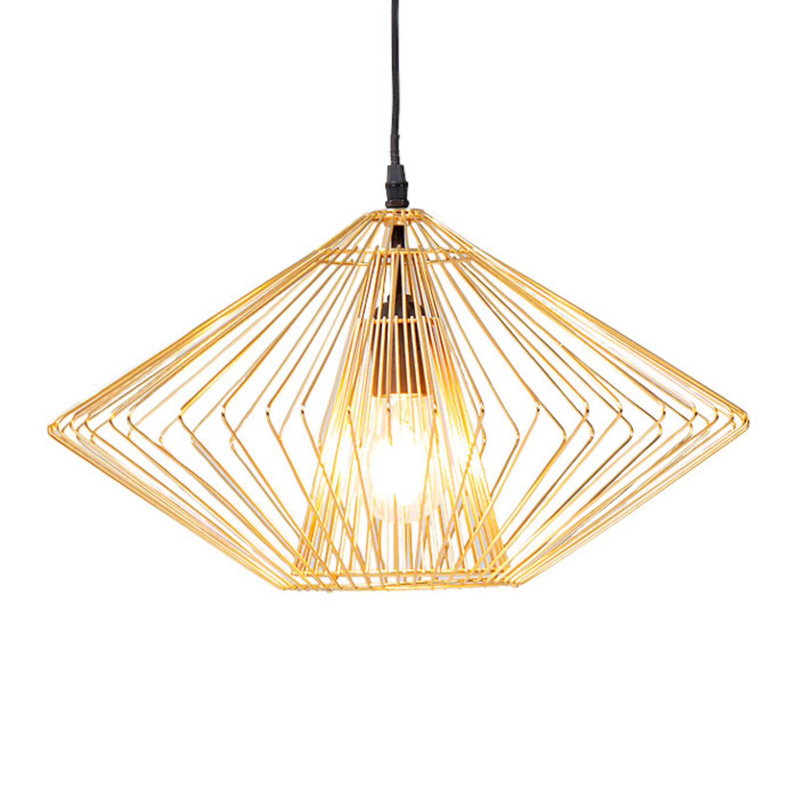 Kare KARE Modo Wire Round hanging light Ø 44 cm gold, for Living / Dining Room, steel, E27, 40 W, H: 24 cm