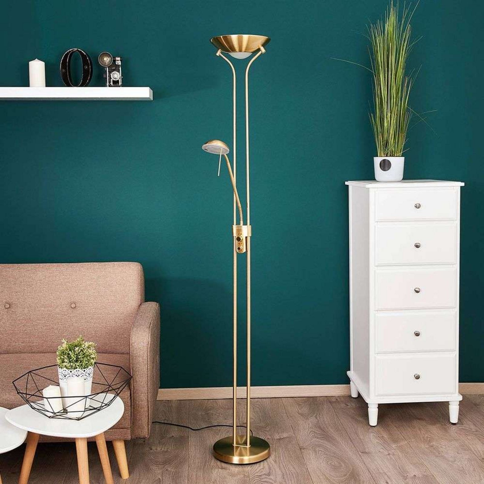 Josefin LED Golvlampa Brass - Lindby