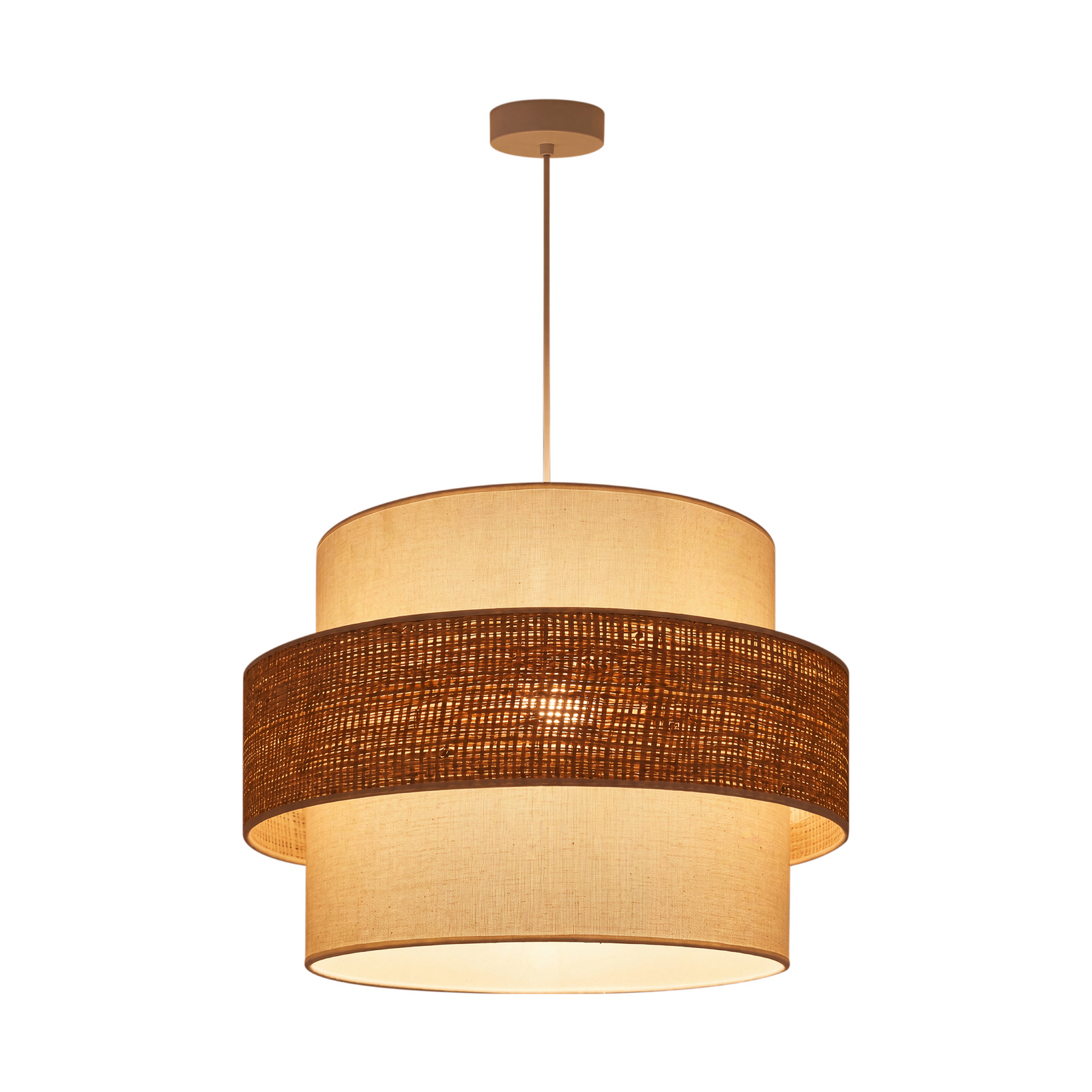 Hanglamp Space, ecru/beige, 1-lamp, textiel, E27
