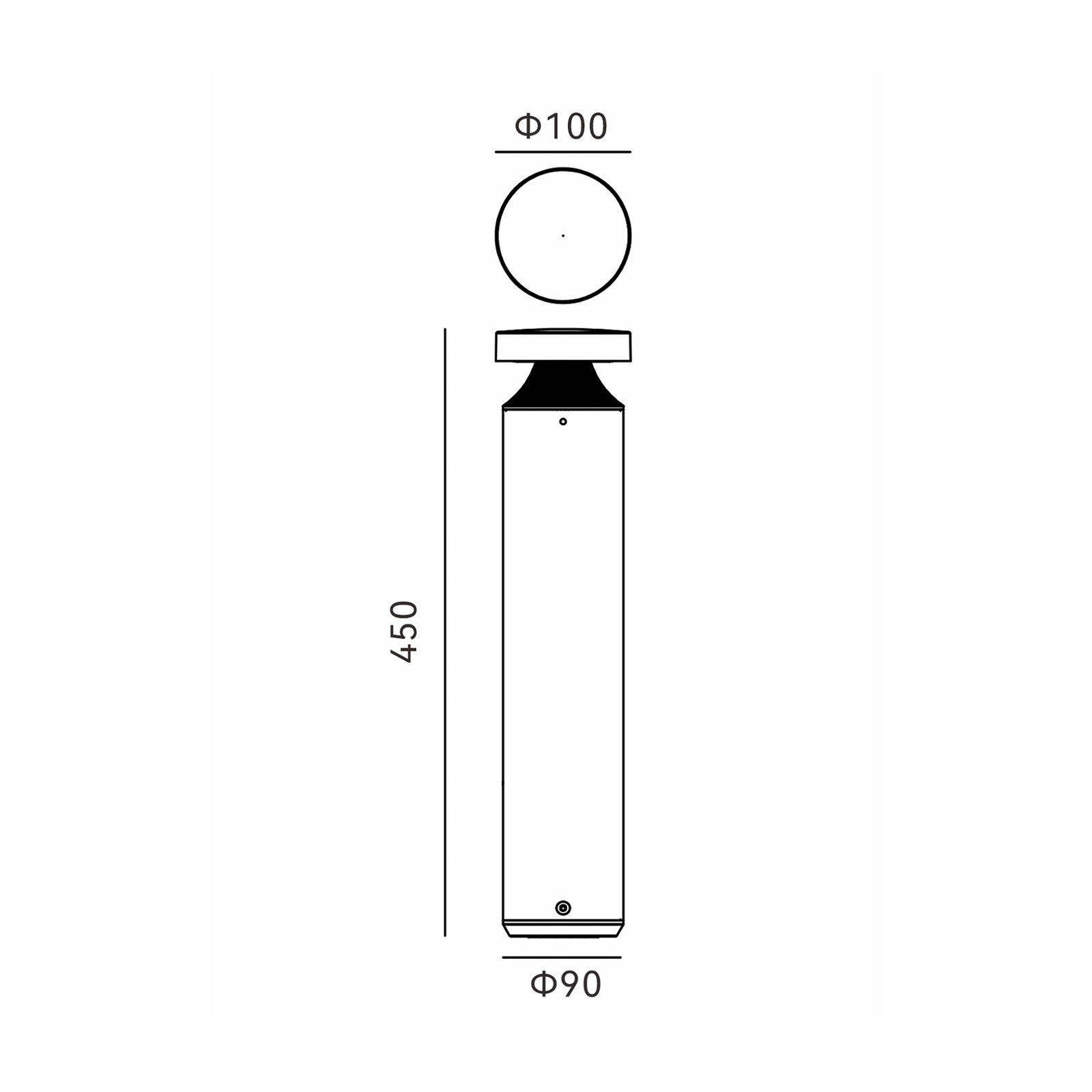 Molto Luce lampe pour socle LED Mona, Ø 10 cm, aluminium, hauteur 45 cm