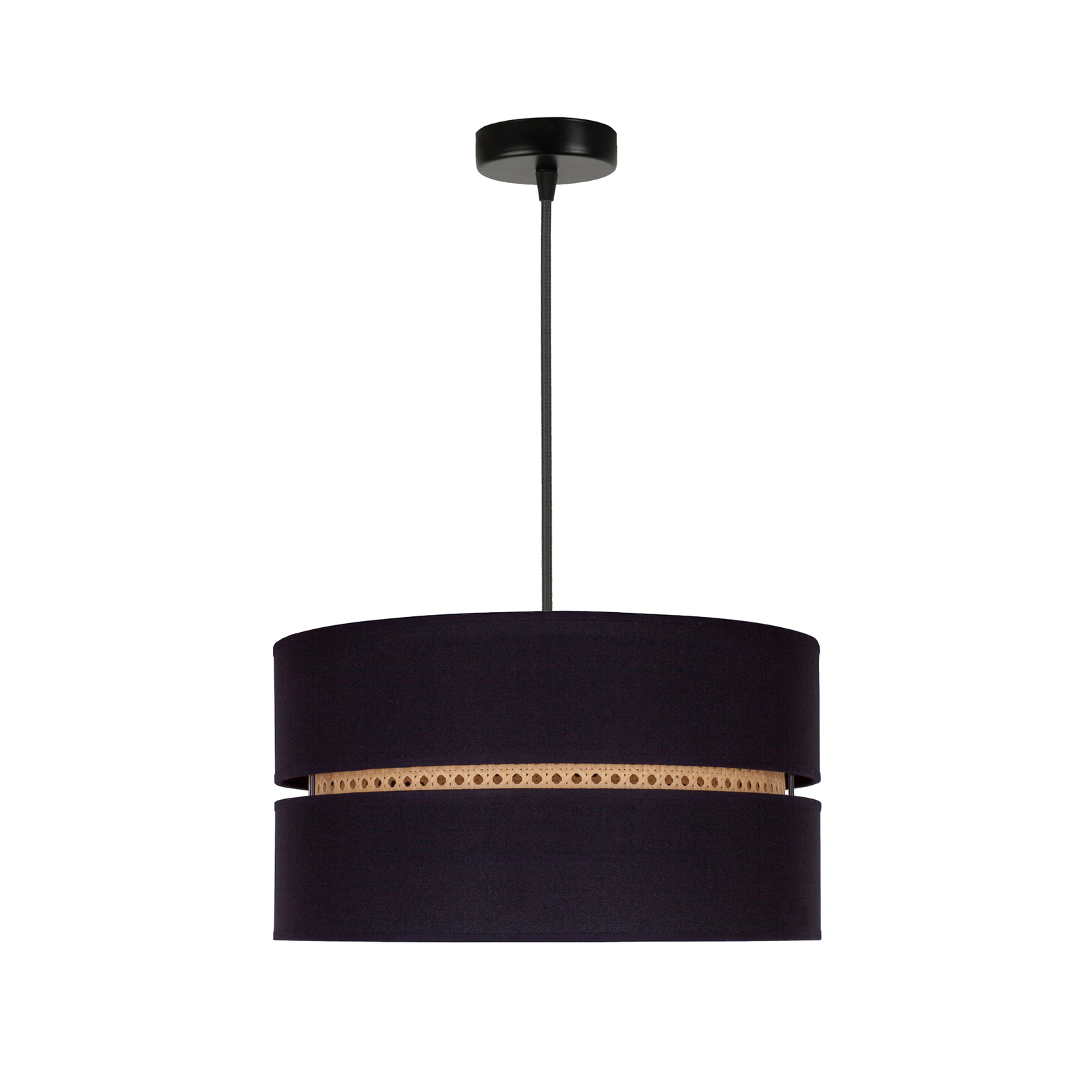 Duo pendant light, rattan, Ø 40 cm, black