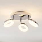 ELC Tioklia lámpara LED de techo, cromo, 3 luces