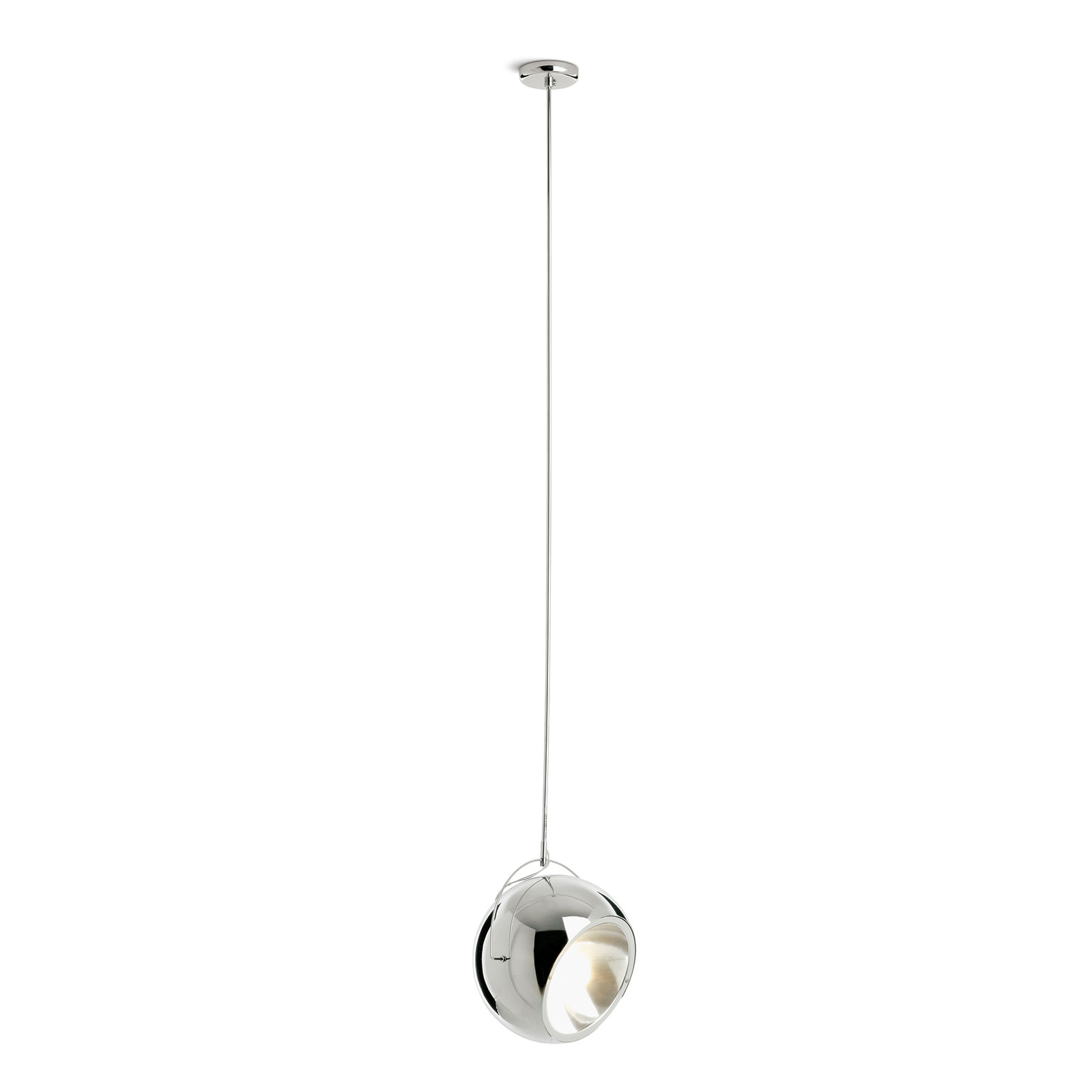 Fabbian Beluga staal chroom-hanglamp, Ø 20 cm